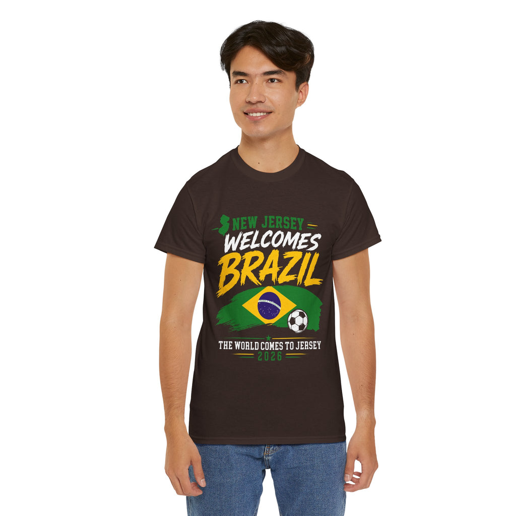 New Jersey Welcomes Brazil T-Shirt | Brazil Flag Soccer Tee