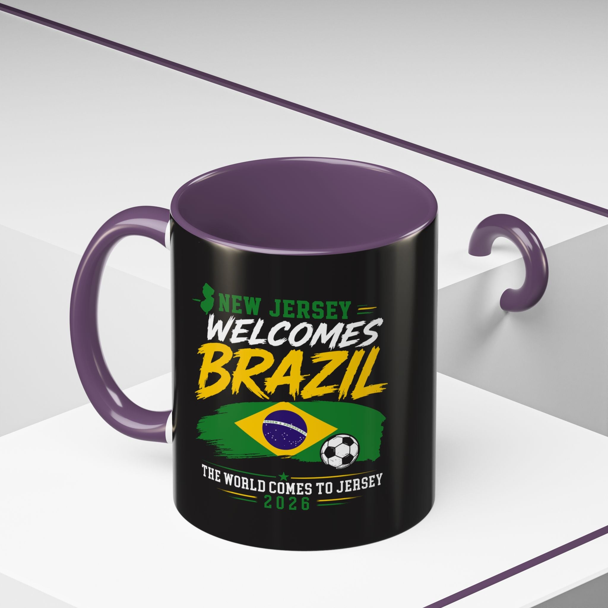 Brazil Soccer Fan Coffee Mug — New Jersey 2026 Accent Mug