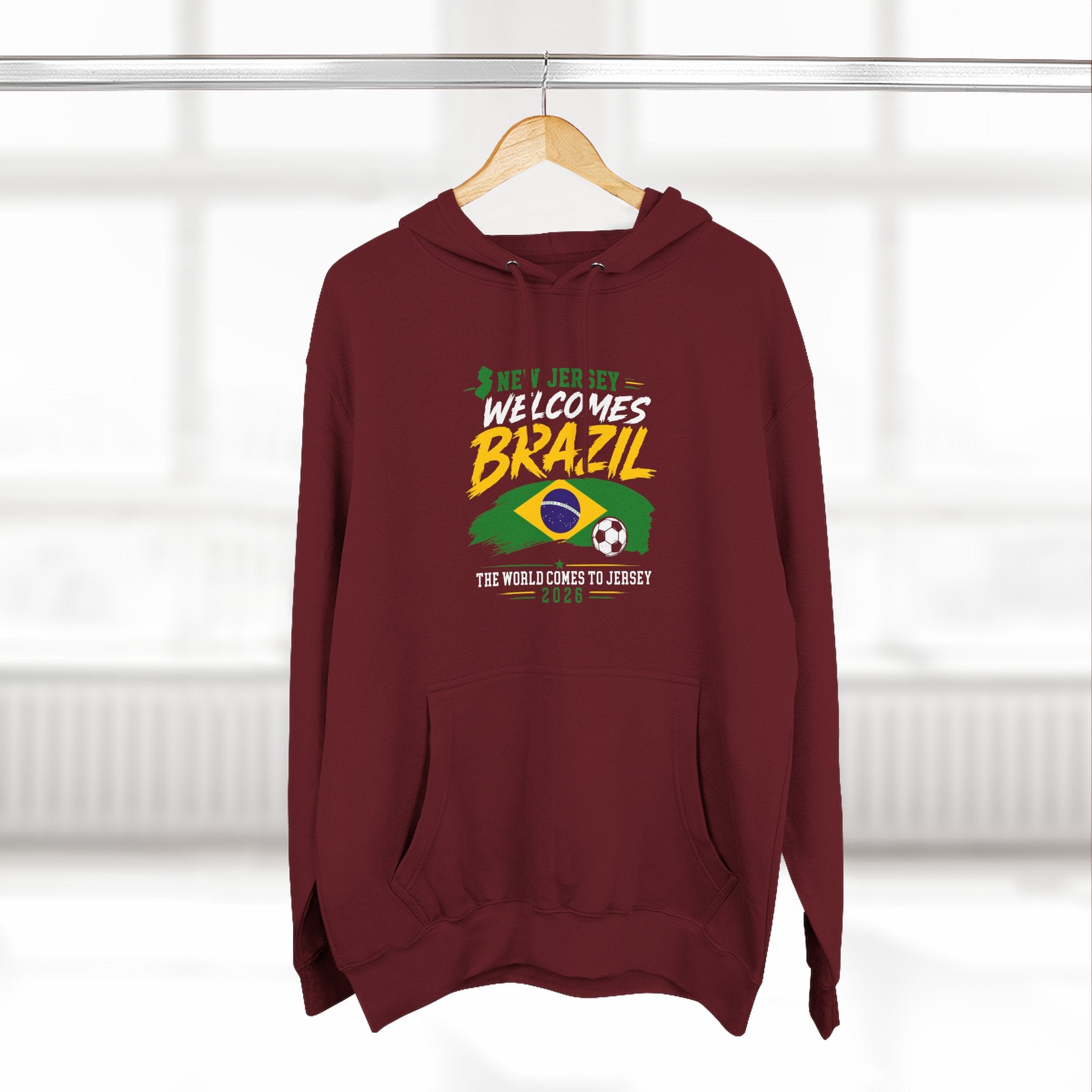 Brazil Soccer Hoodie - Welcome to Brazil Graphic Pullover (The World Comes to Jersey)
