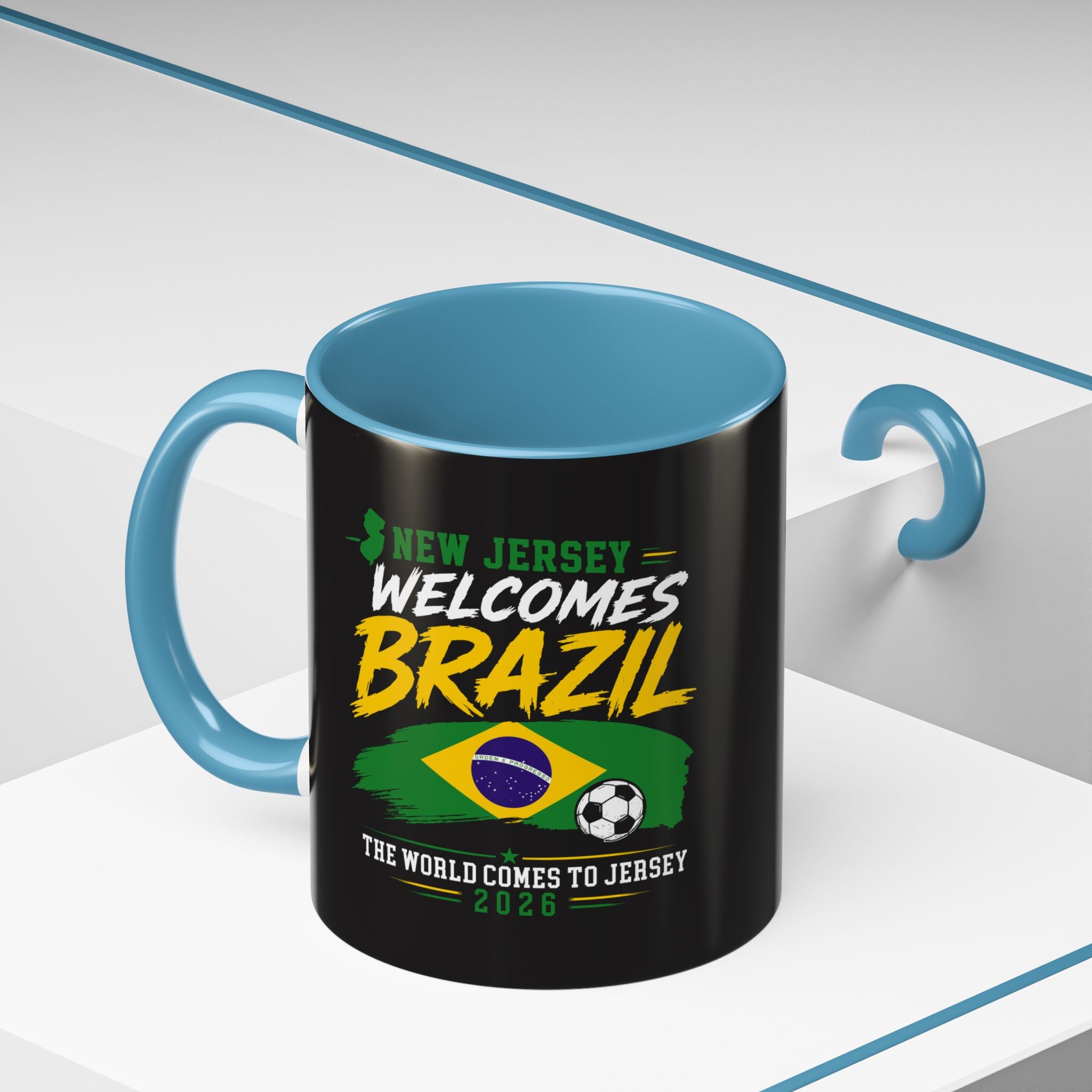 Brazil Soccer Fan Coffee Mug — New Jersey 2026 Accent Mug
