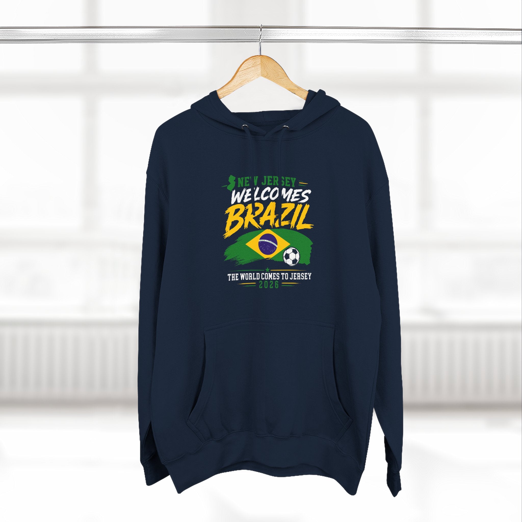 Brazil Soccer Hoodie - Welcome to Brazil Graphic Pullover (The World Comes to Jersey)