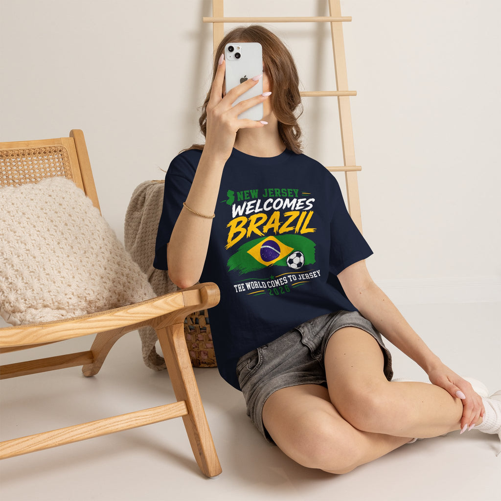 New Jersey Welcomes Brazil T-Shirt | Brazil Flag Soccer Tee