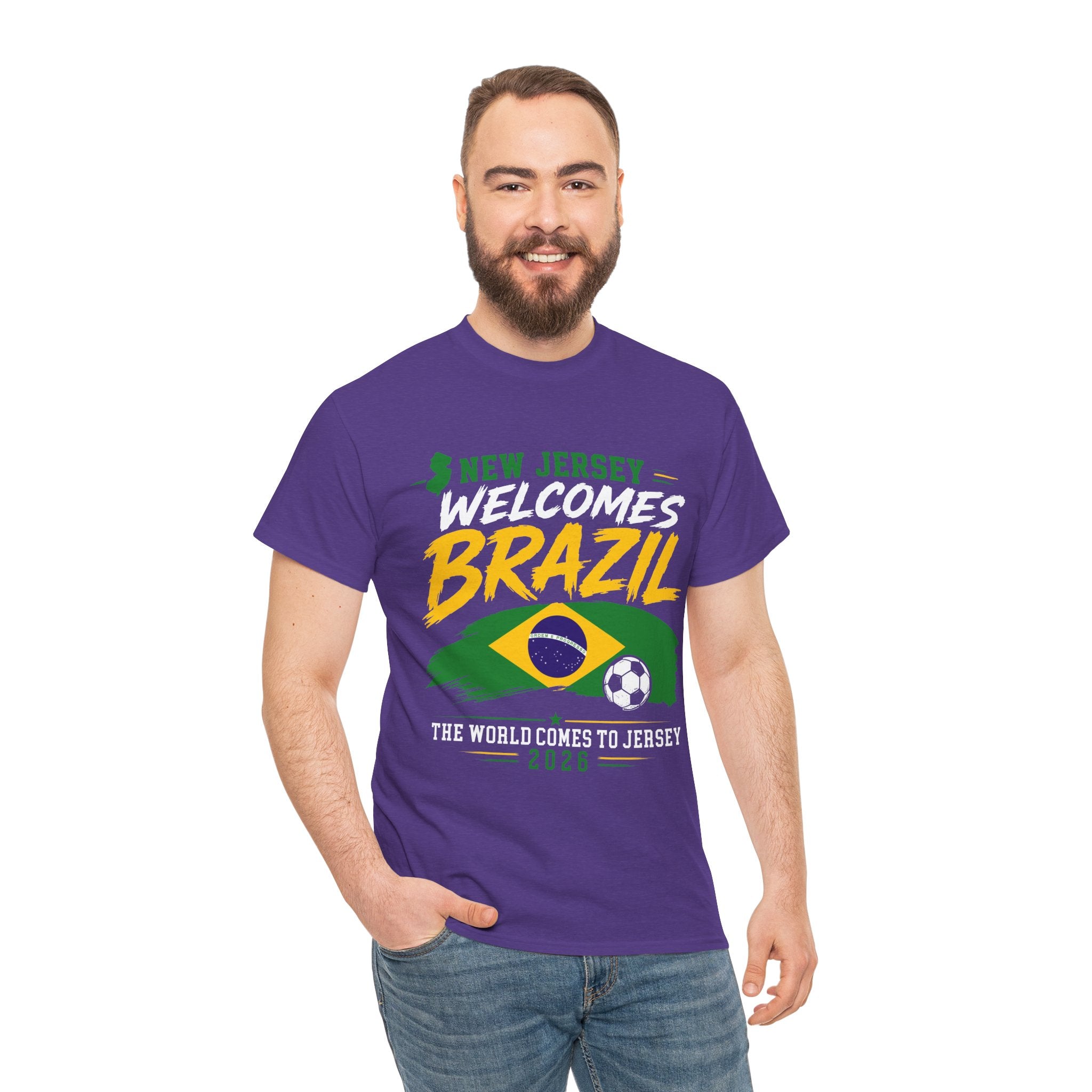New Jersey Welcomes Brazil T-Shirt | Brazil Flag Soccer Tee