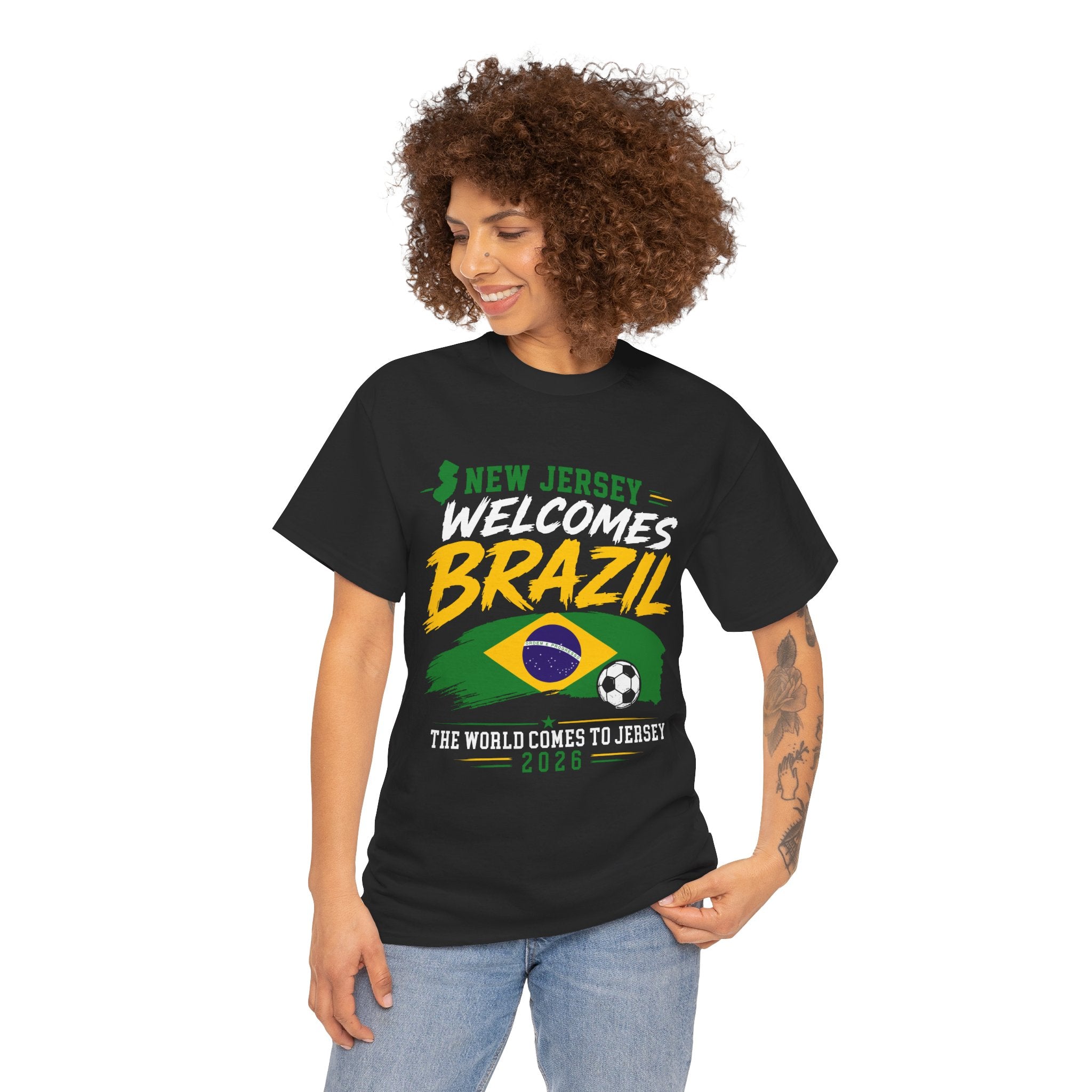 New Jersey Welcomes Brazil T-Shirt | Brazil Flag Soccer Tee