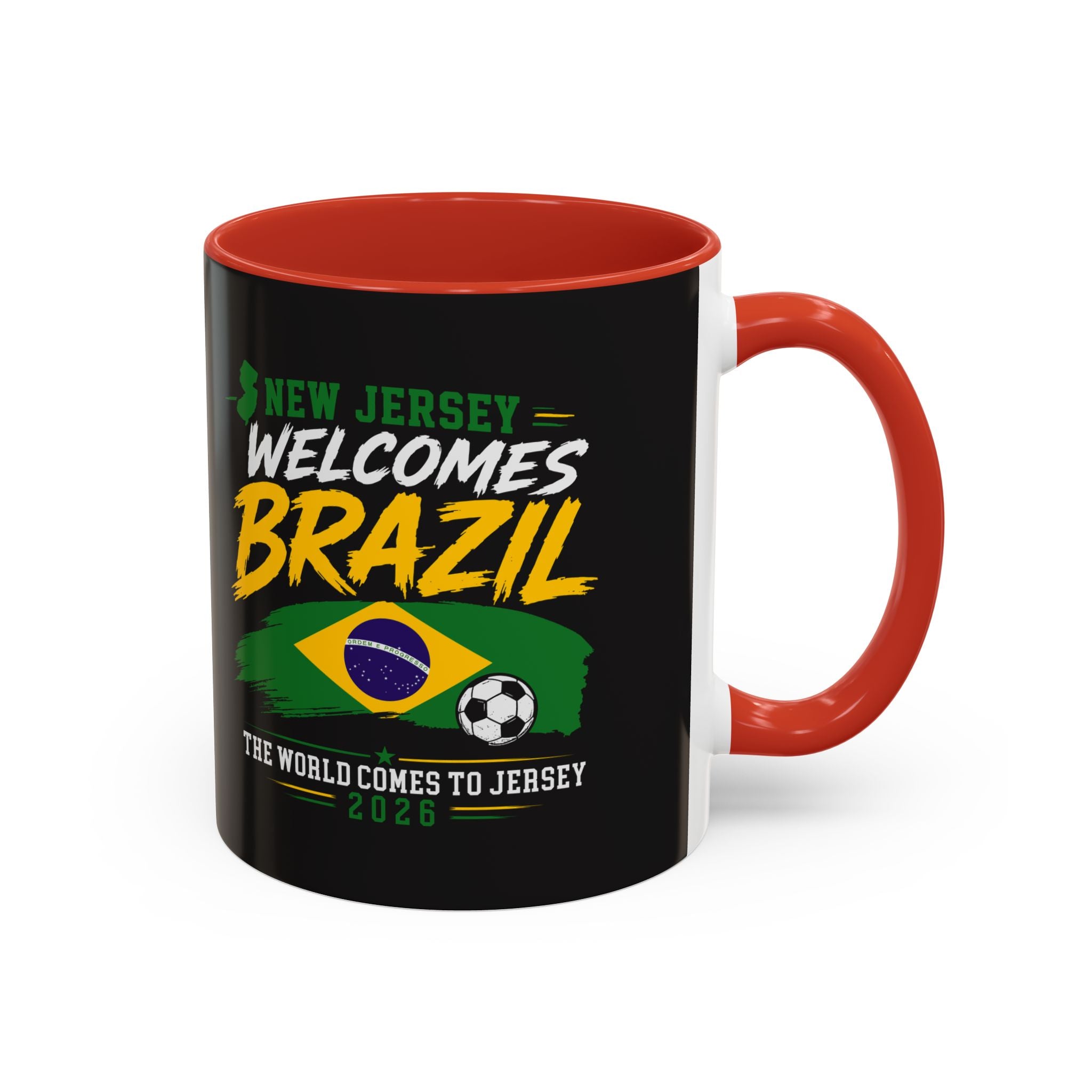 Brazil Soccer Fan Coffee Mug — New Jersey 2026 Accent Mug