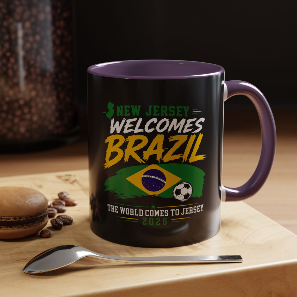 Brazil Soccer Fan Coffee Mug — New Jersey 2026 Accent Mug