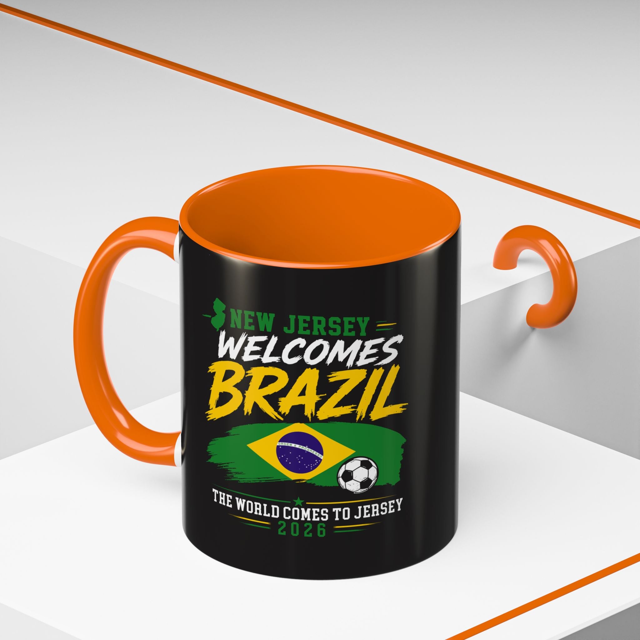 Brazil Soccer Fan Coffee Mug — New Jersey 2026 Accent Mug