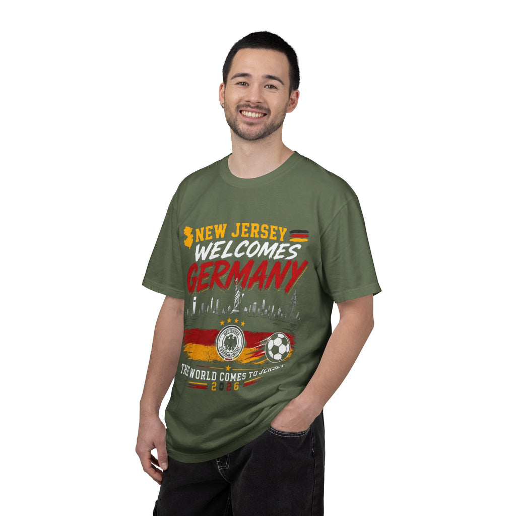New Jersey Welcomes Germany T-Shirt | Soccer Flag Skyline Design