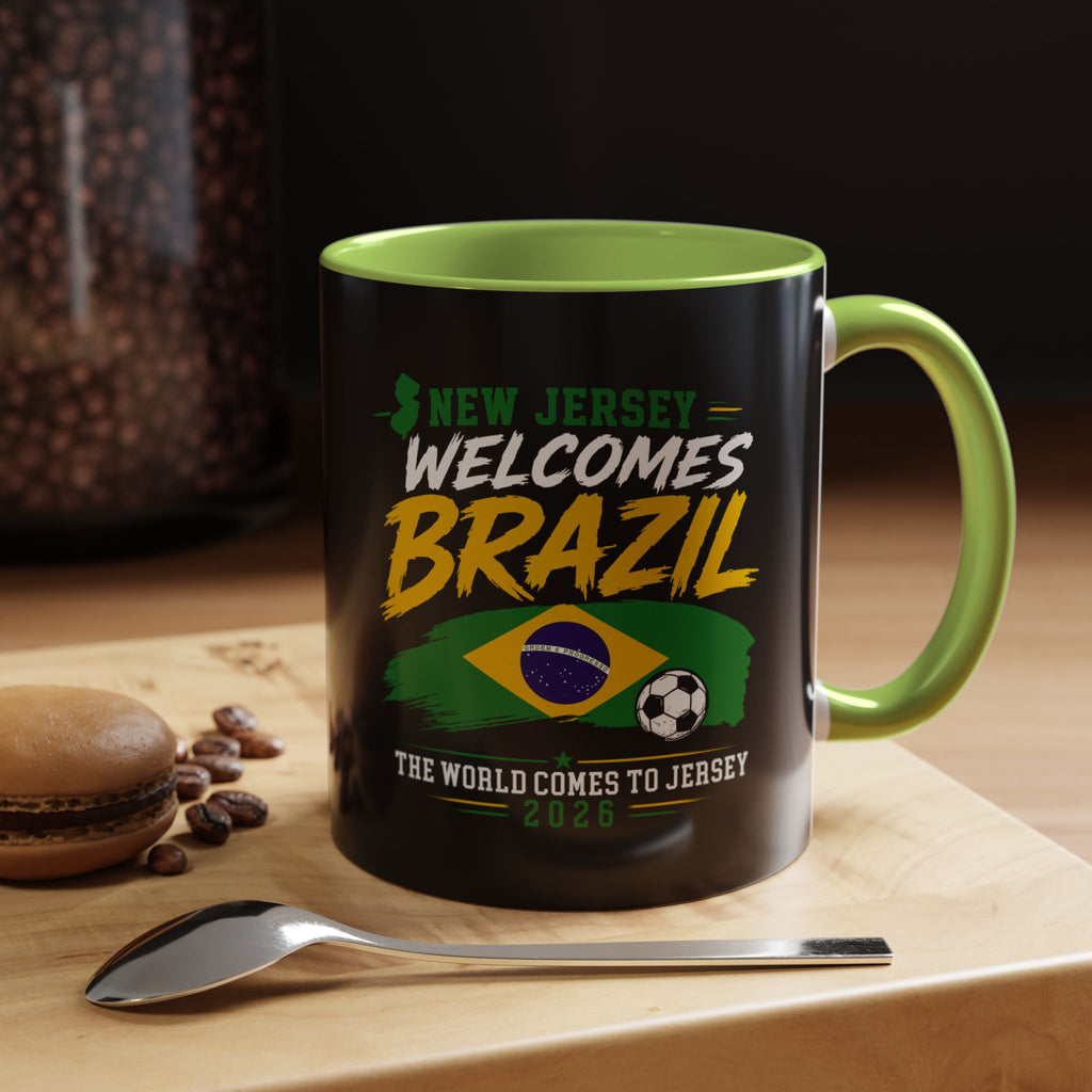Brazil Soccer Fan Coffee Mug — New Jersey 2026 Accent Mug