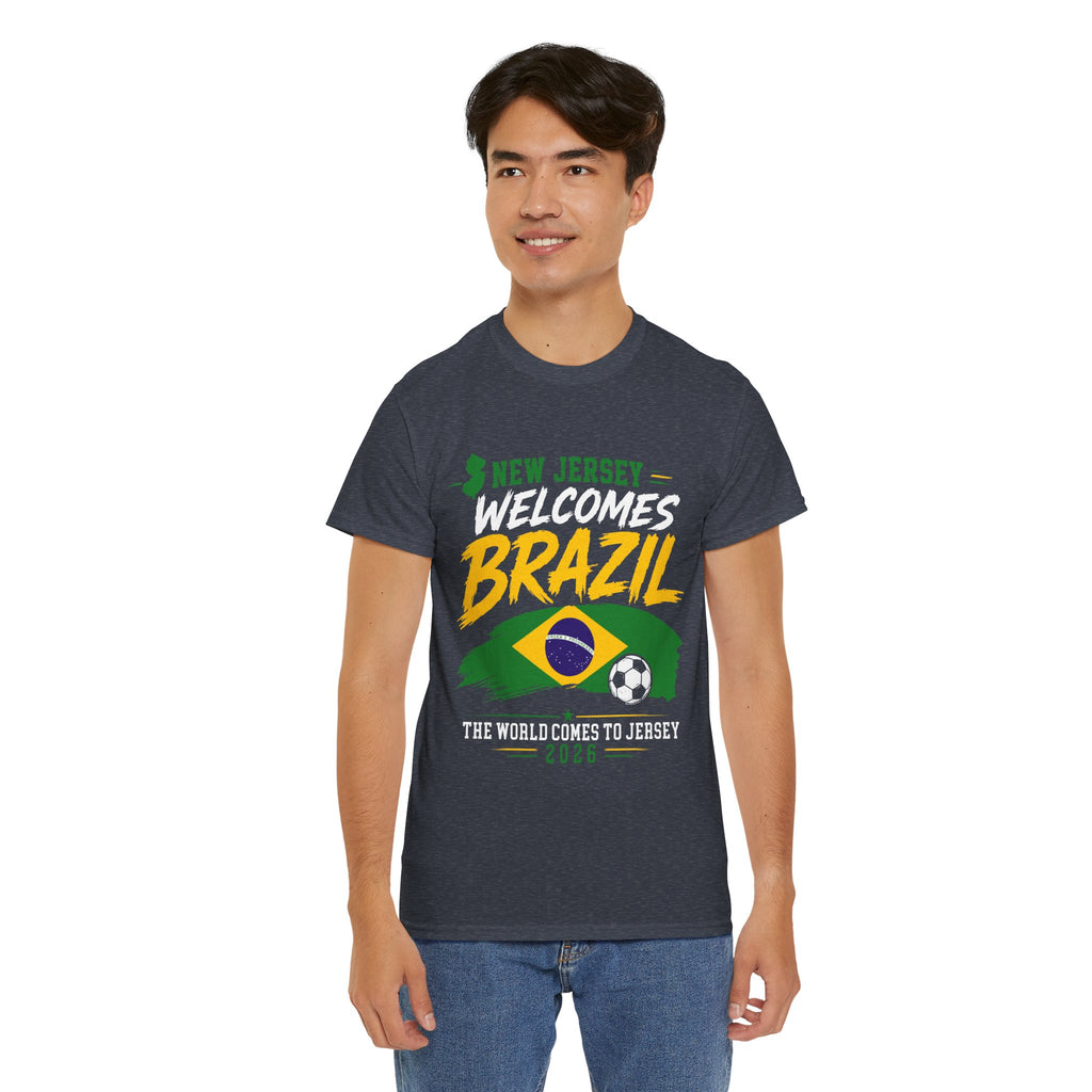 New Jersey Welcomes Brazil T-Shirt | Brazil Flag Soccer Tee