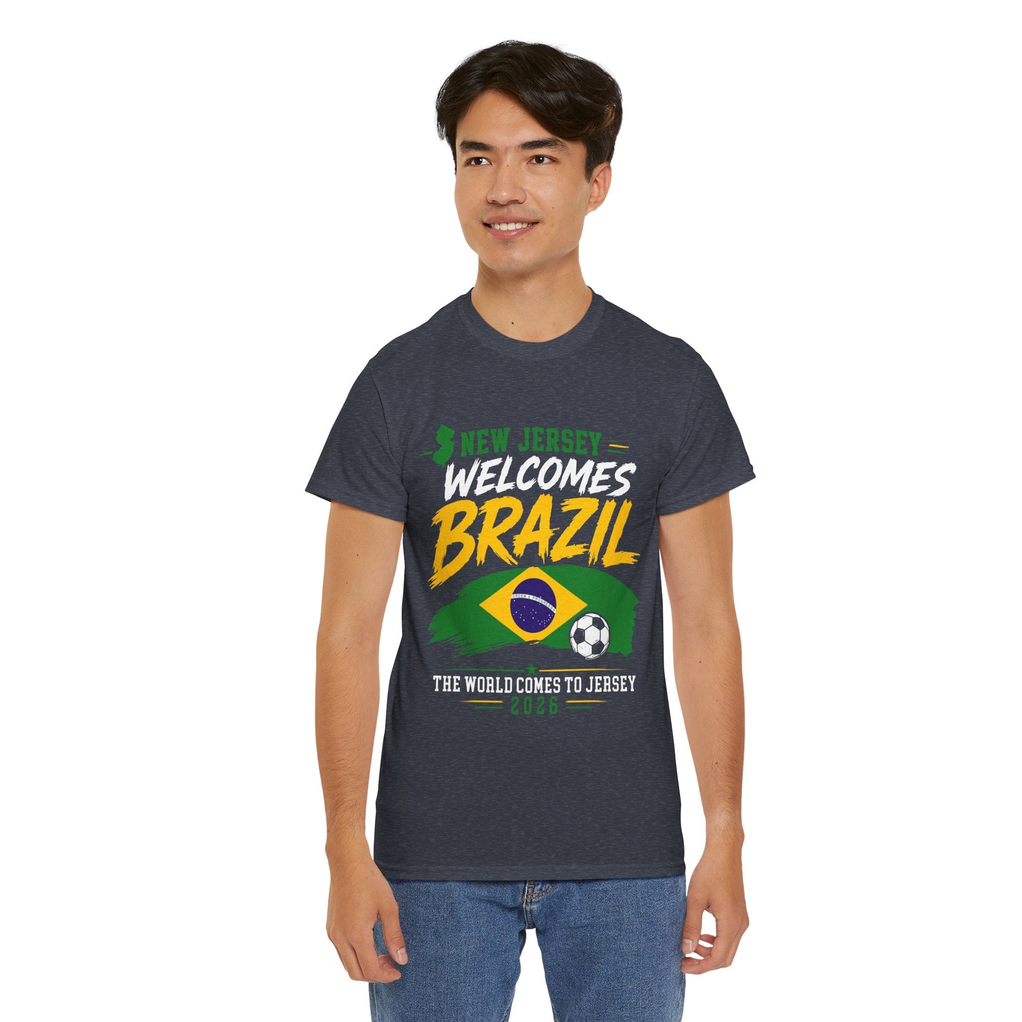New Jersey Welcomes Brazil T-Shirt | Brazil Flag Soccer Tee