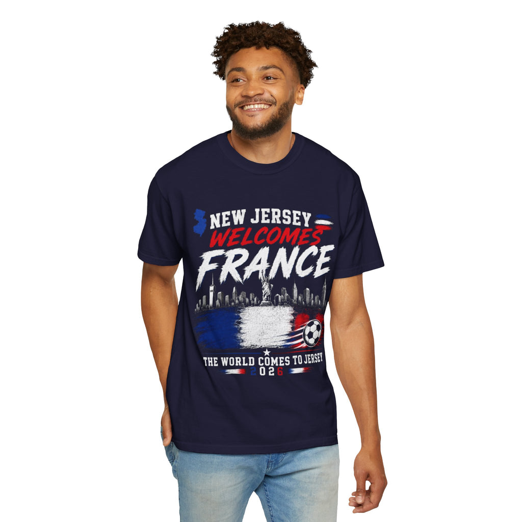 T-Shirt — "New Jersey Welcomes France" Soccer Fan Tee (The World Comes to Jersey 2024)
