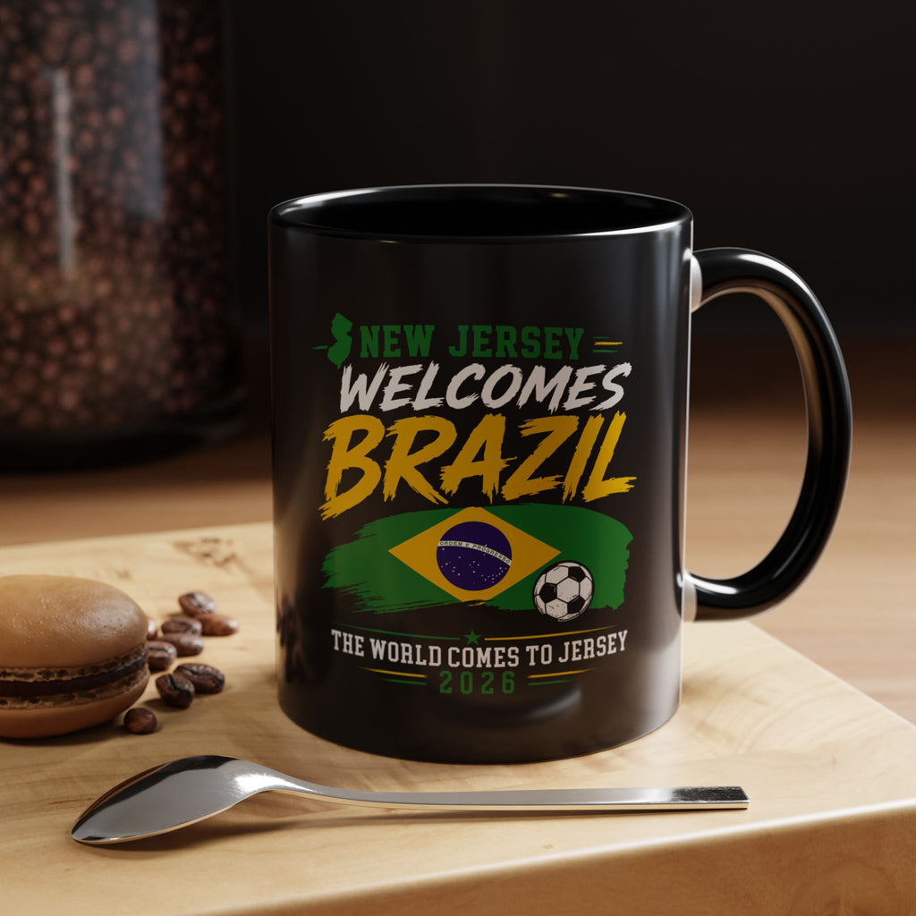 Brazil Soccer Fan Coffee Mug — New Jersey 2026 Accent Mug