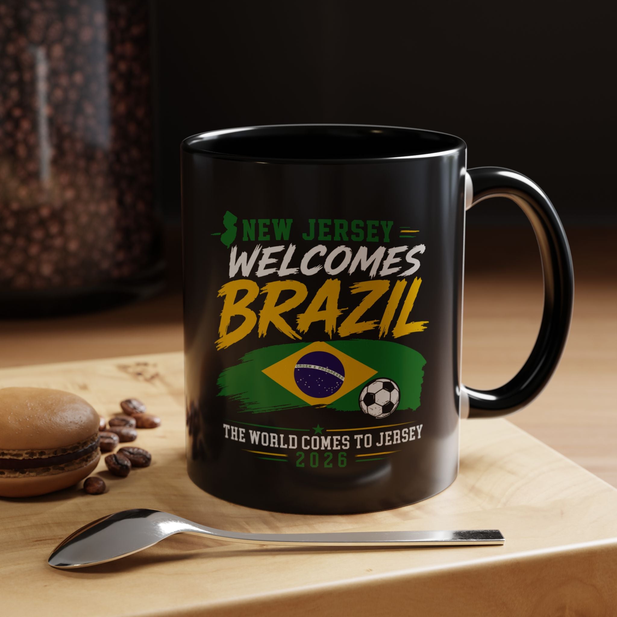 Brazil Soccer Fan Coffee Mug — New Jersey 2026 Accent Mug