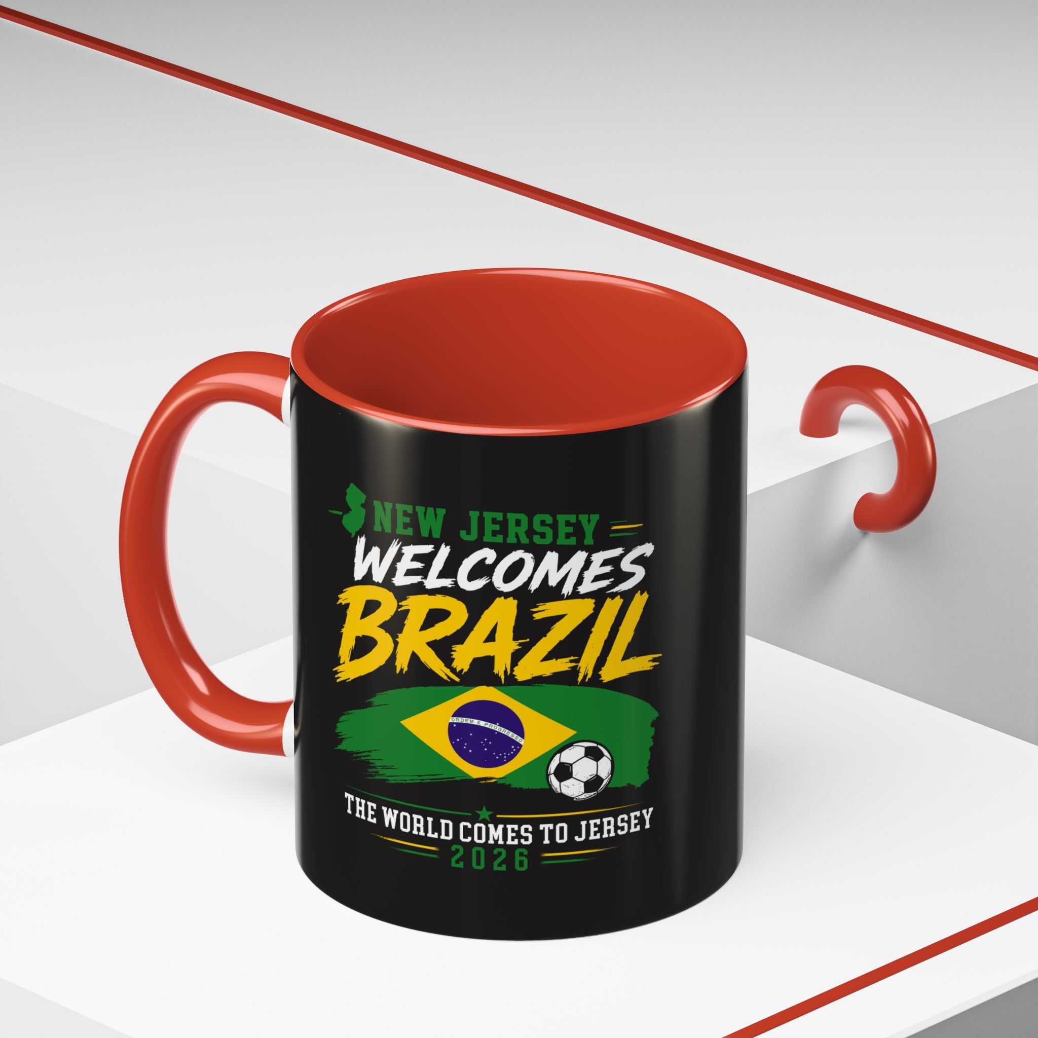 Brazil Soccer Fan Coffee Mug — New Jersey 2026 Accent Mug