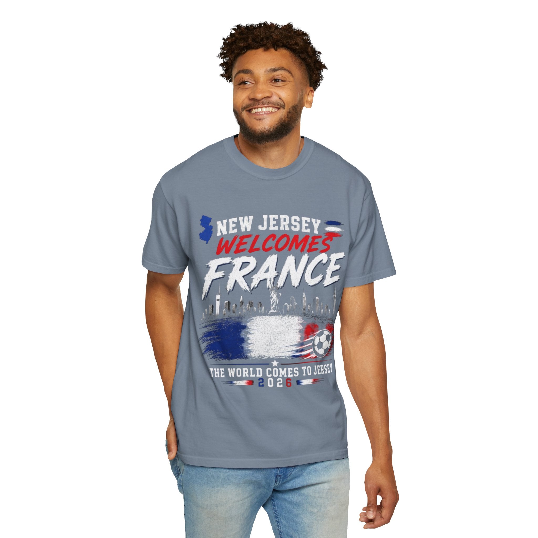 T-Shirt — "New Jersey Welcomes France" Soccer Fan Tee (The World Comes to Jersey 2024)