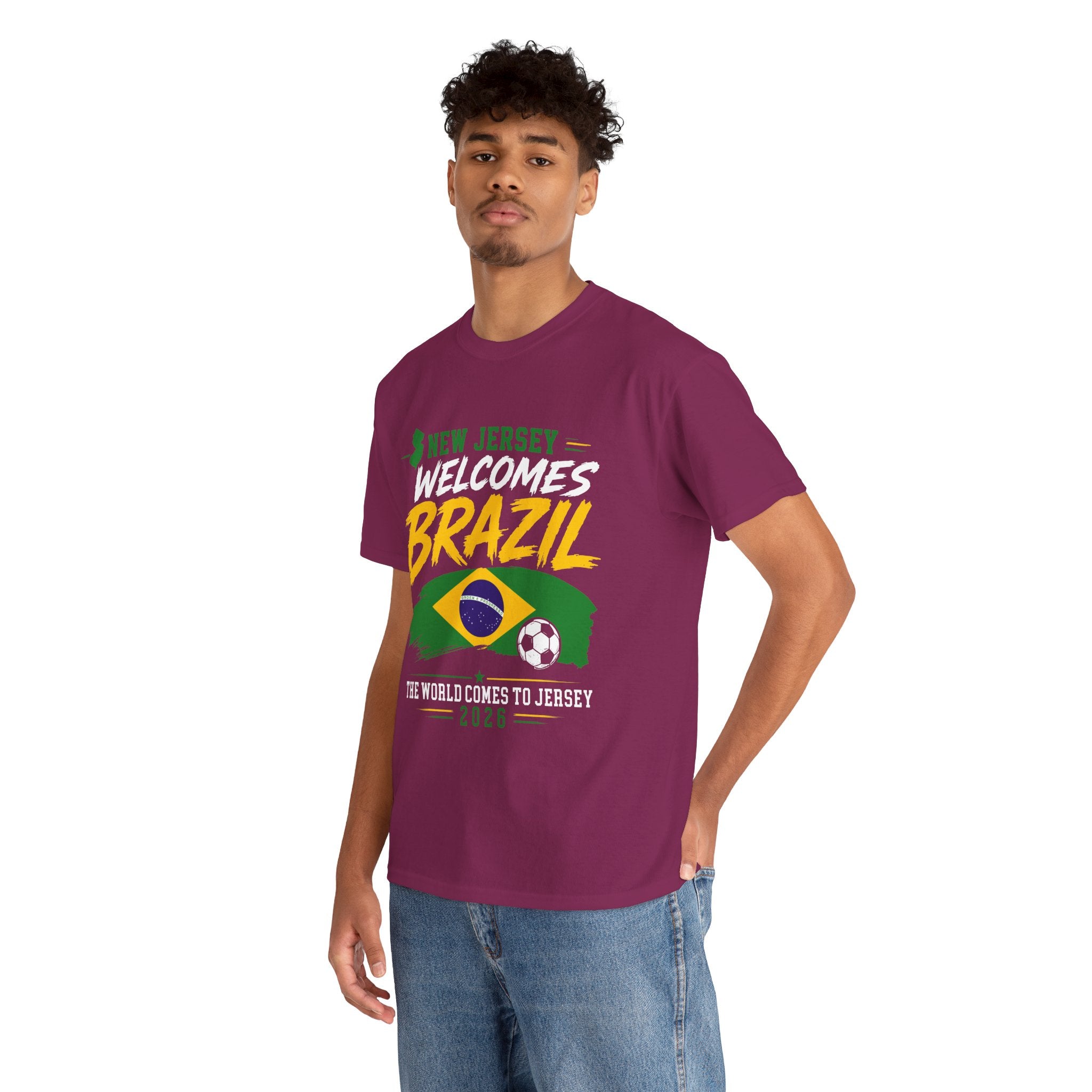 New Jersey Welcomes Brazil T-Shirt | Brazil Flag Soccer Tee
