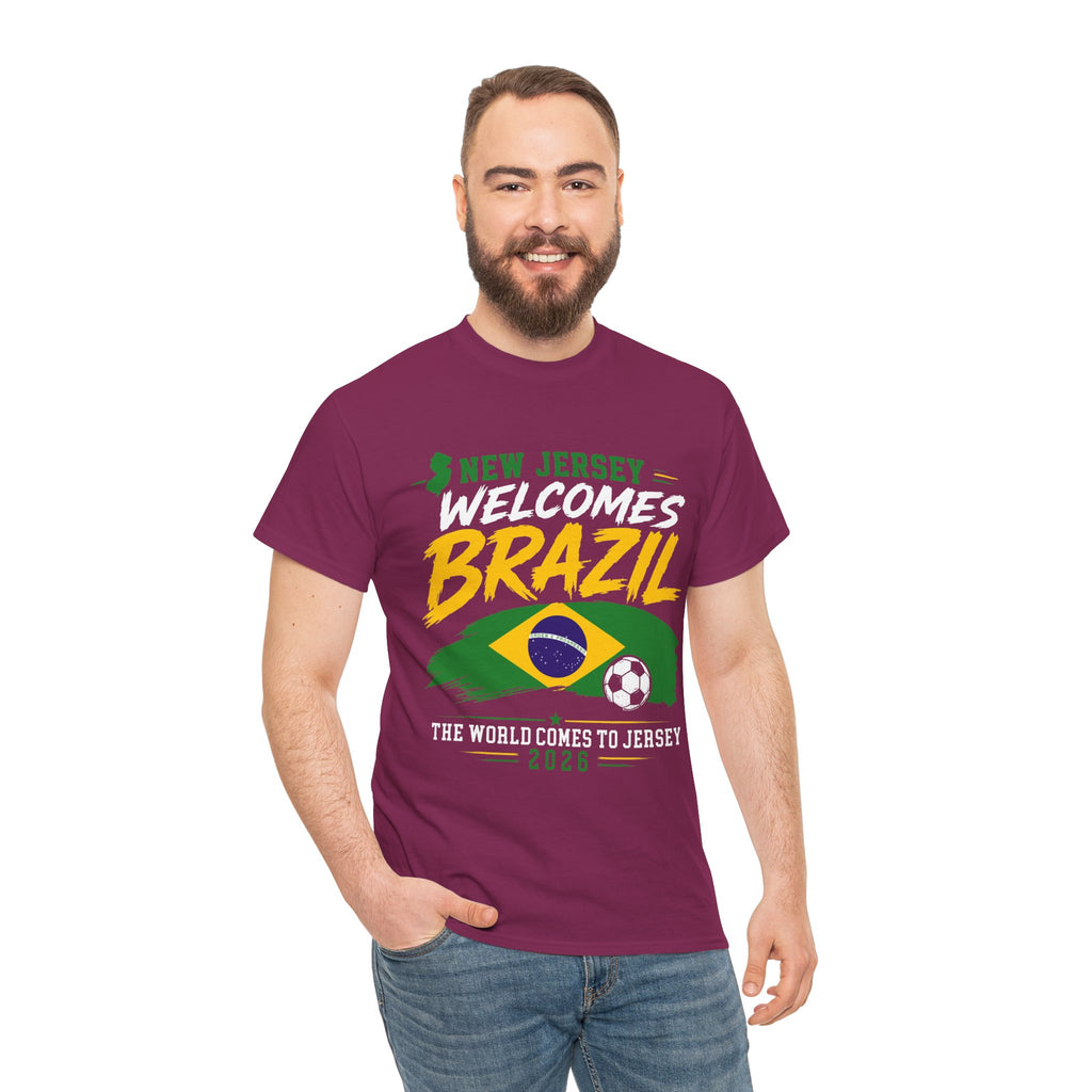 New Jersey Welcomes Brazil T-Shirt | Brazil Flag Soccer Tee