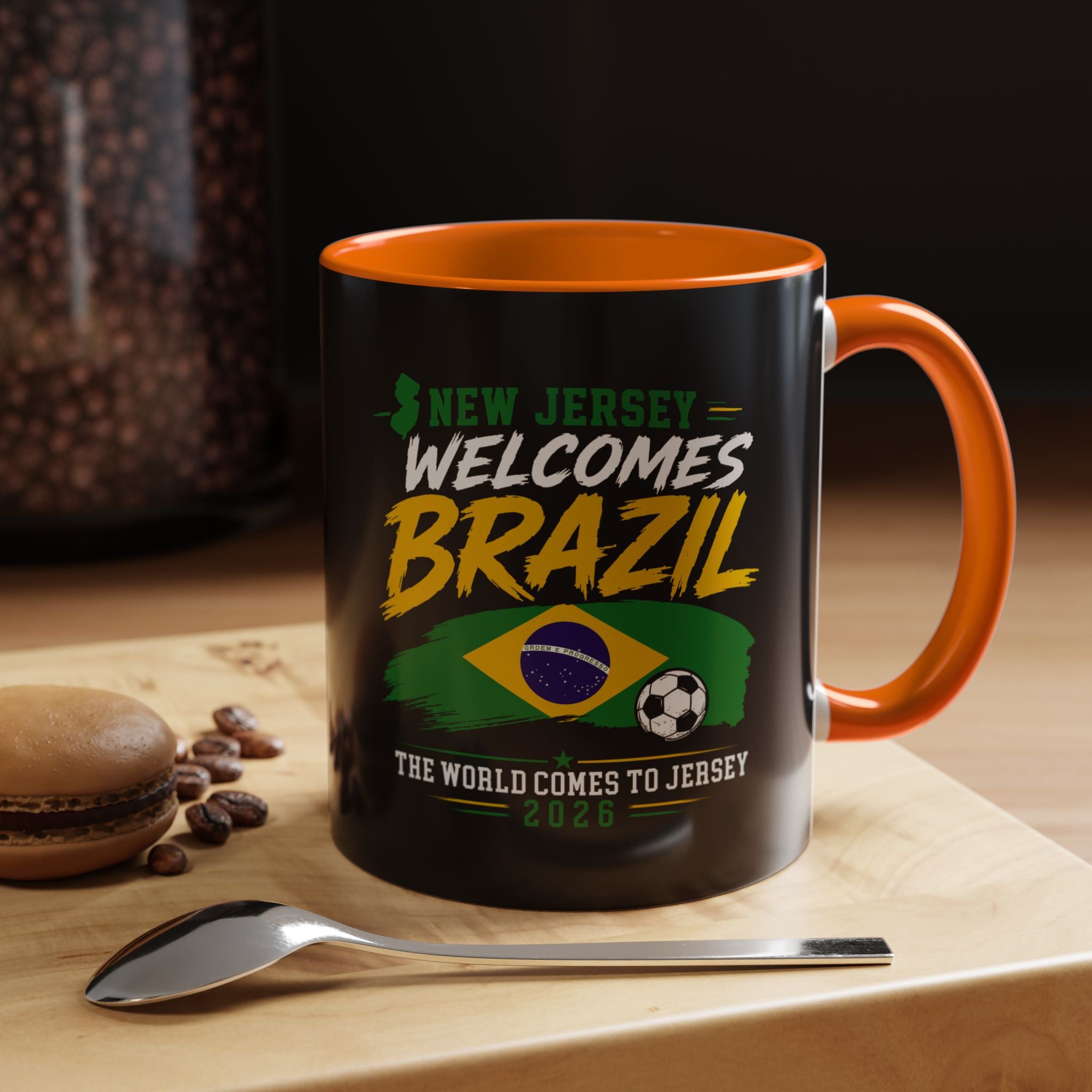 Brazil Soccer Fan Coffee Mug — New Jersey 2026 Accent Mug