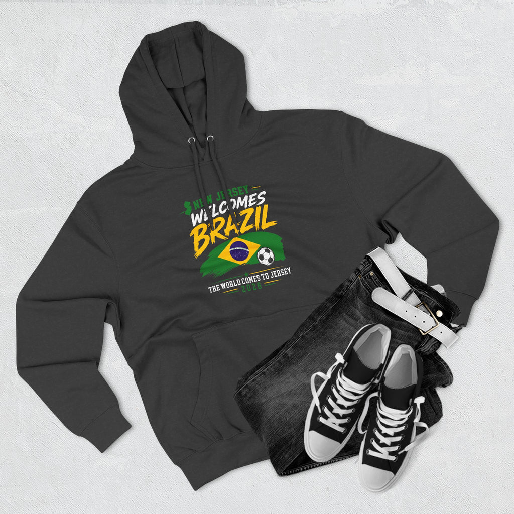 Brazil Soccer Hoodie - Welcome to Brazil Graphic Pullover (The World Comes to Jersey)