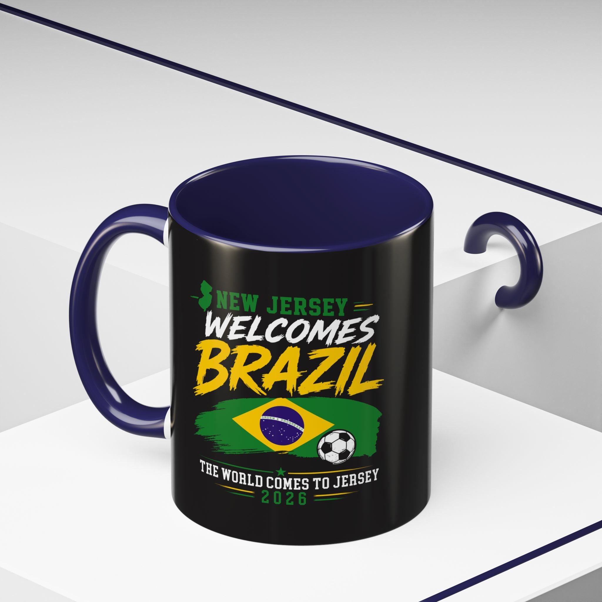 Brazil Soccer Fan Coffee Mug — New Jersey 2026 Accent Mug