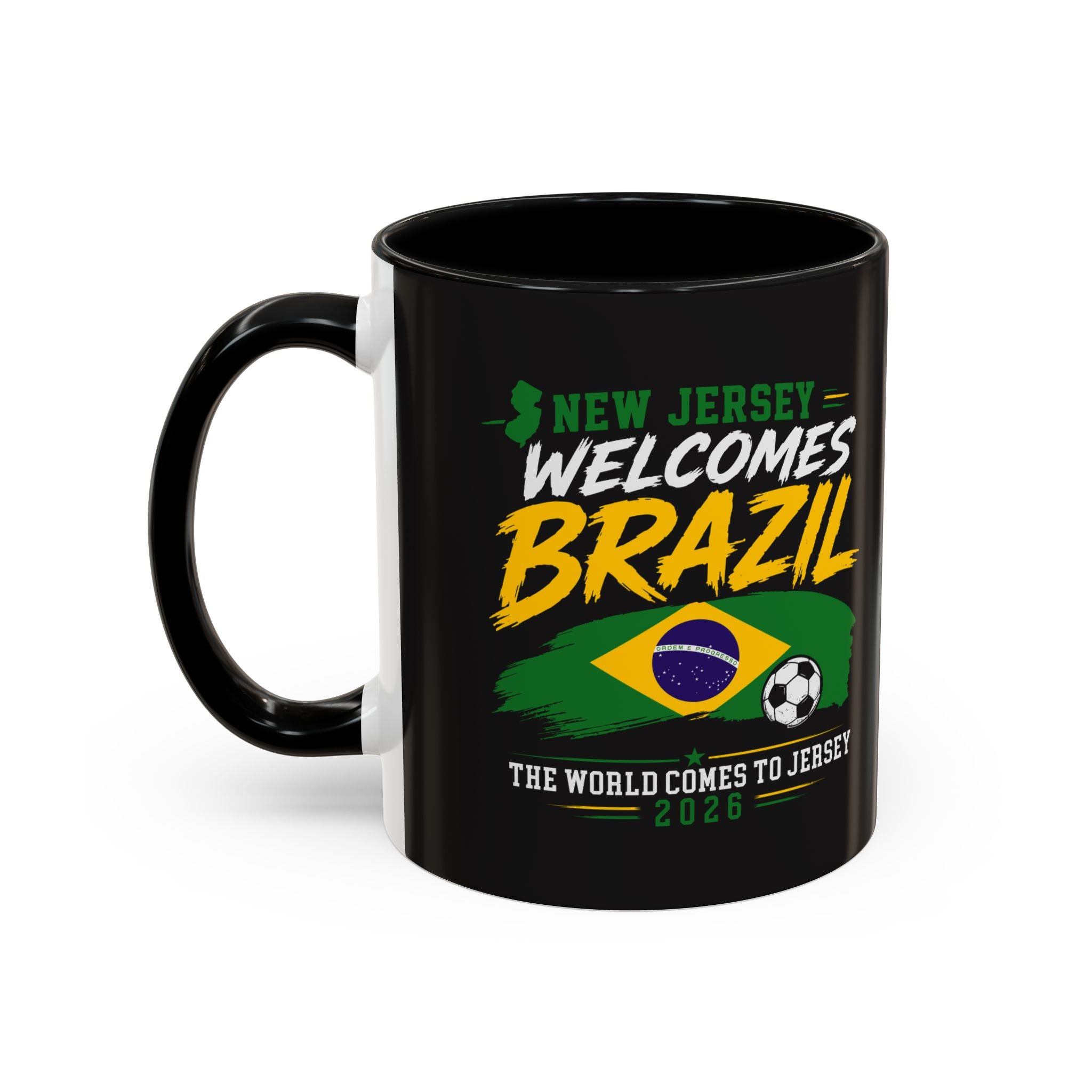 Brazil Soccer Fan Coffee Mug — New Jersey 2026 Accent Mug