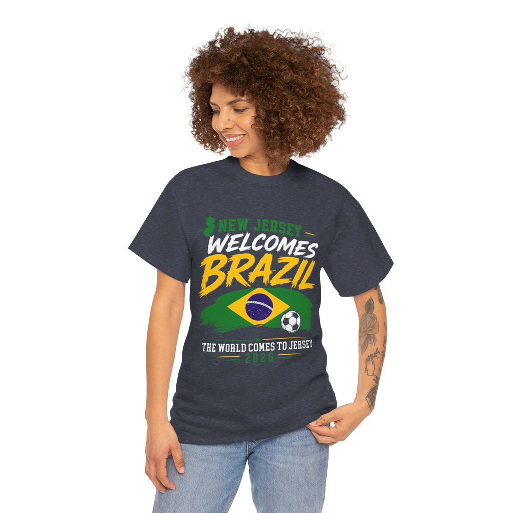 New Jersey Welcomes Brazil T-Shirt | Brazil Flag Soccer Tee