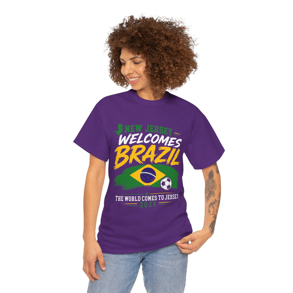 New Jersey Welcomes Brazil T-Shirt | Brazil Flag Soccer Tee