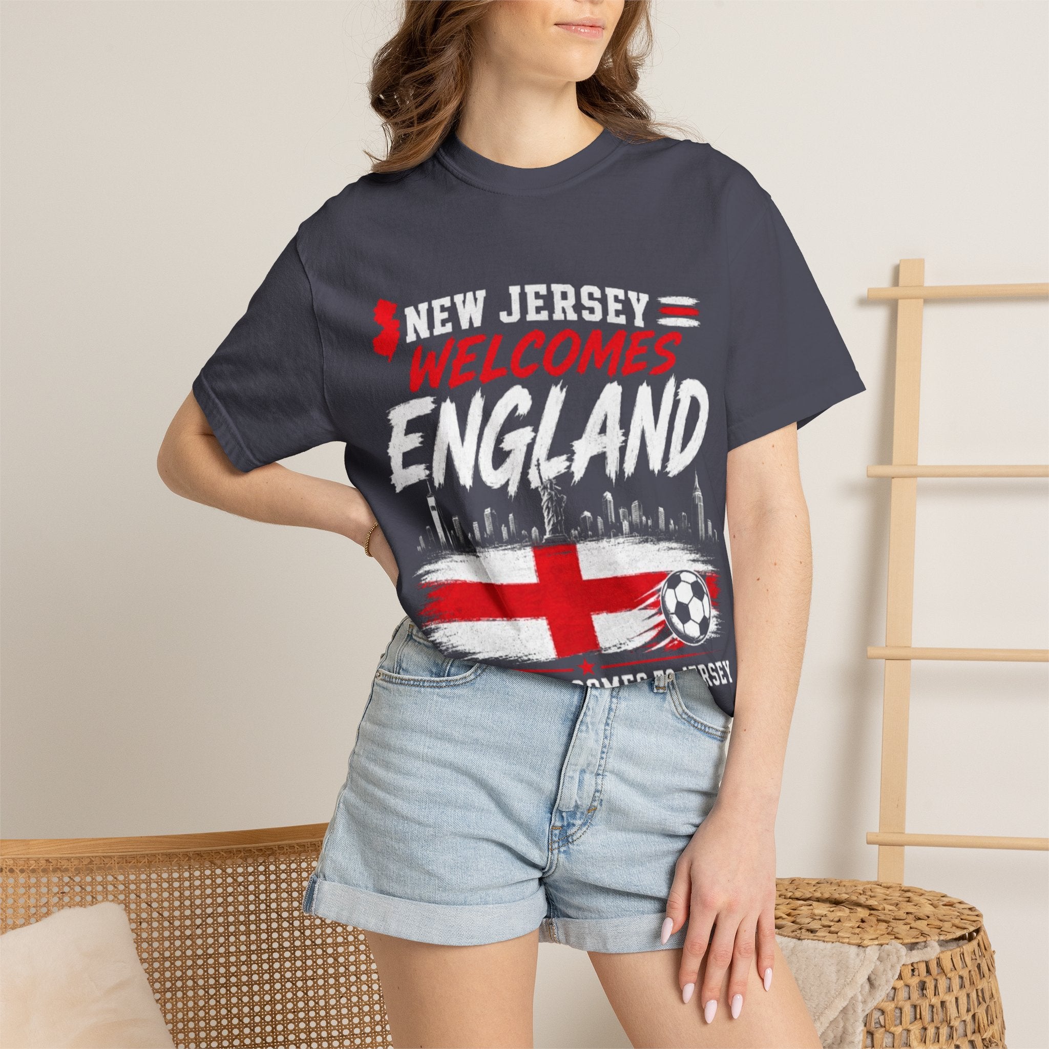 New Jersey Welcomes England T-shirt | St George Flag Soccer Jersey