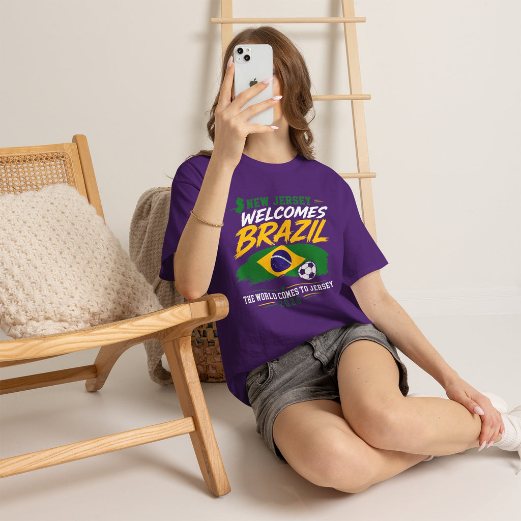 New Jersey Welcomes Brazil T-Shirt | Brazil Flag Soccer Tee