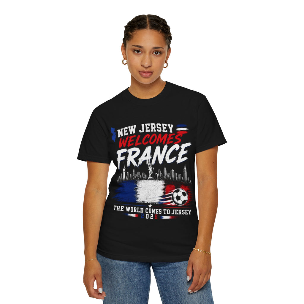 T-Shirt — "New Jersey Welcomes France" Soccer Fan Tee (The World Comes to Jersey 2024)
