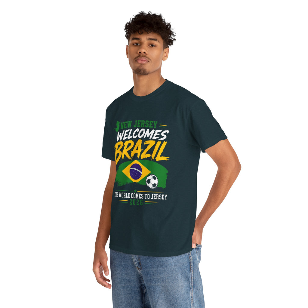 New Jersey Welcomes Brazil T-Shirt | Brazil Flag Soccer Tee