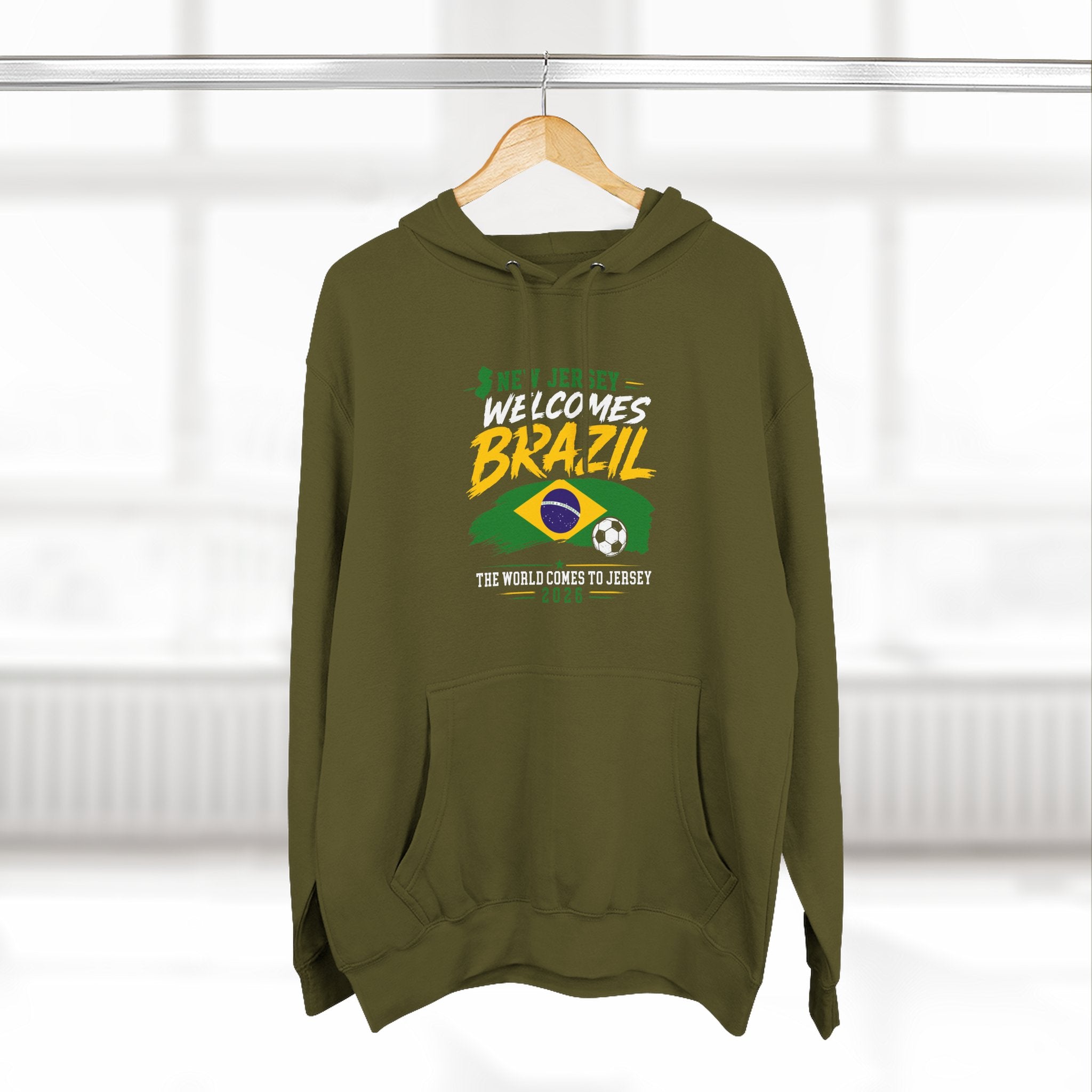 Brazil Soccer Hoodie - Welcome to Brazil Graphic Pullover (The World Comes to Jersey)