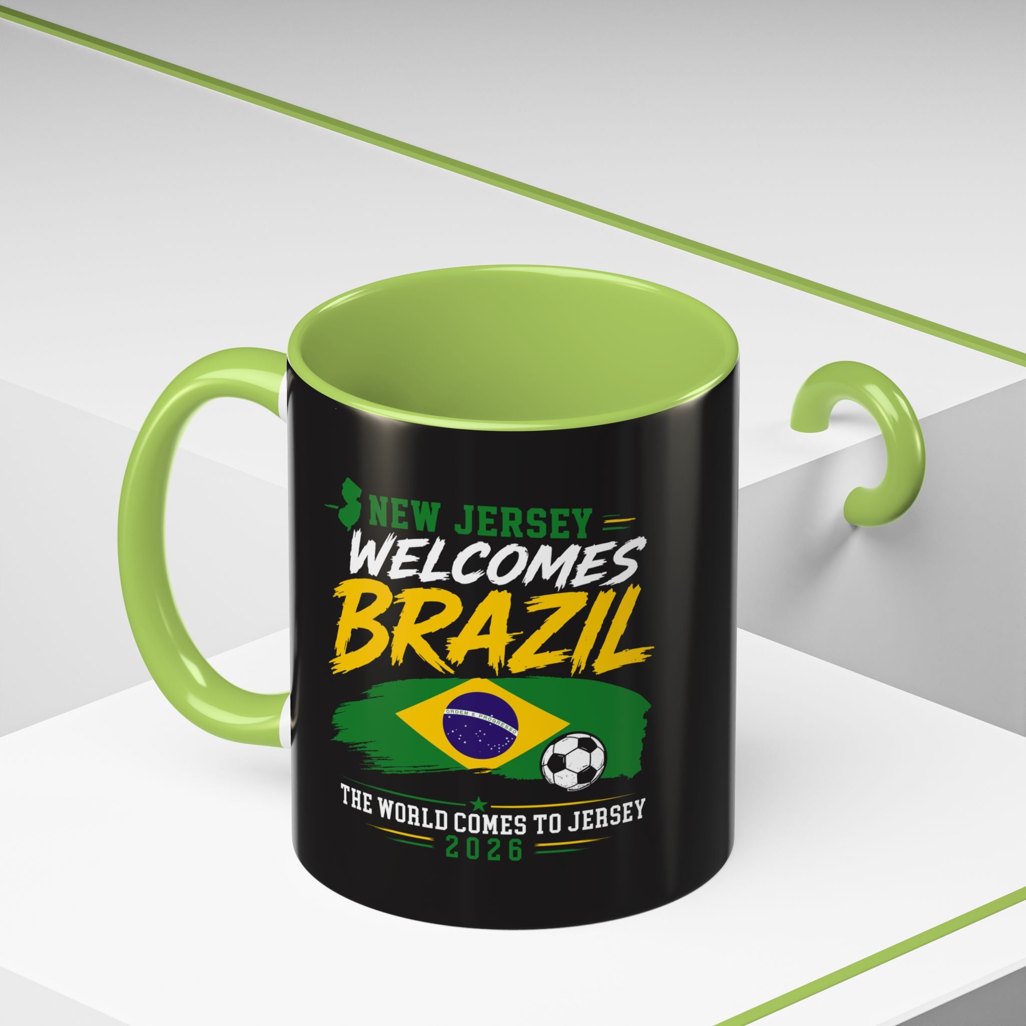 Brazil Soccer Fan Coffee Mug — New Jersey 2026 Accent Mug