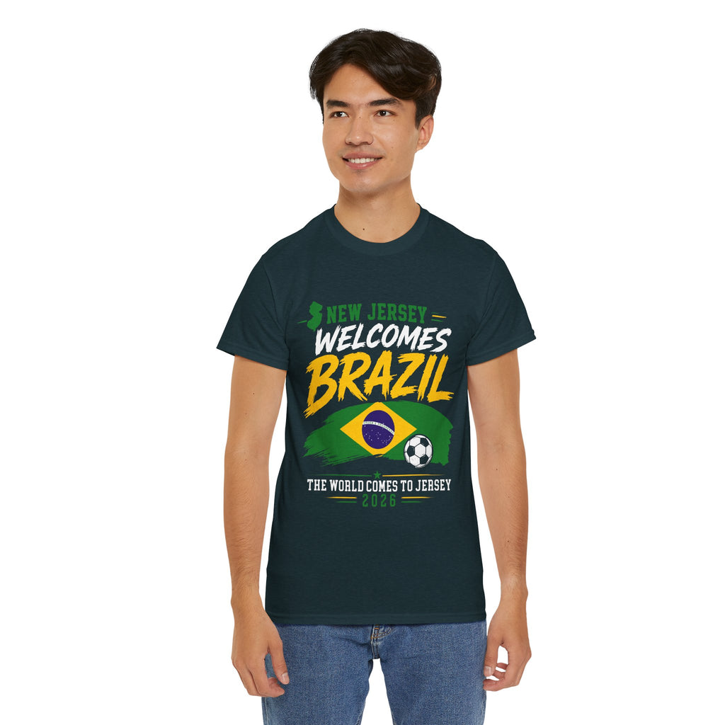 New Jersey Welcomes Brazil T-Shirt | Brazil Flag Soccer Tee