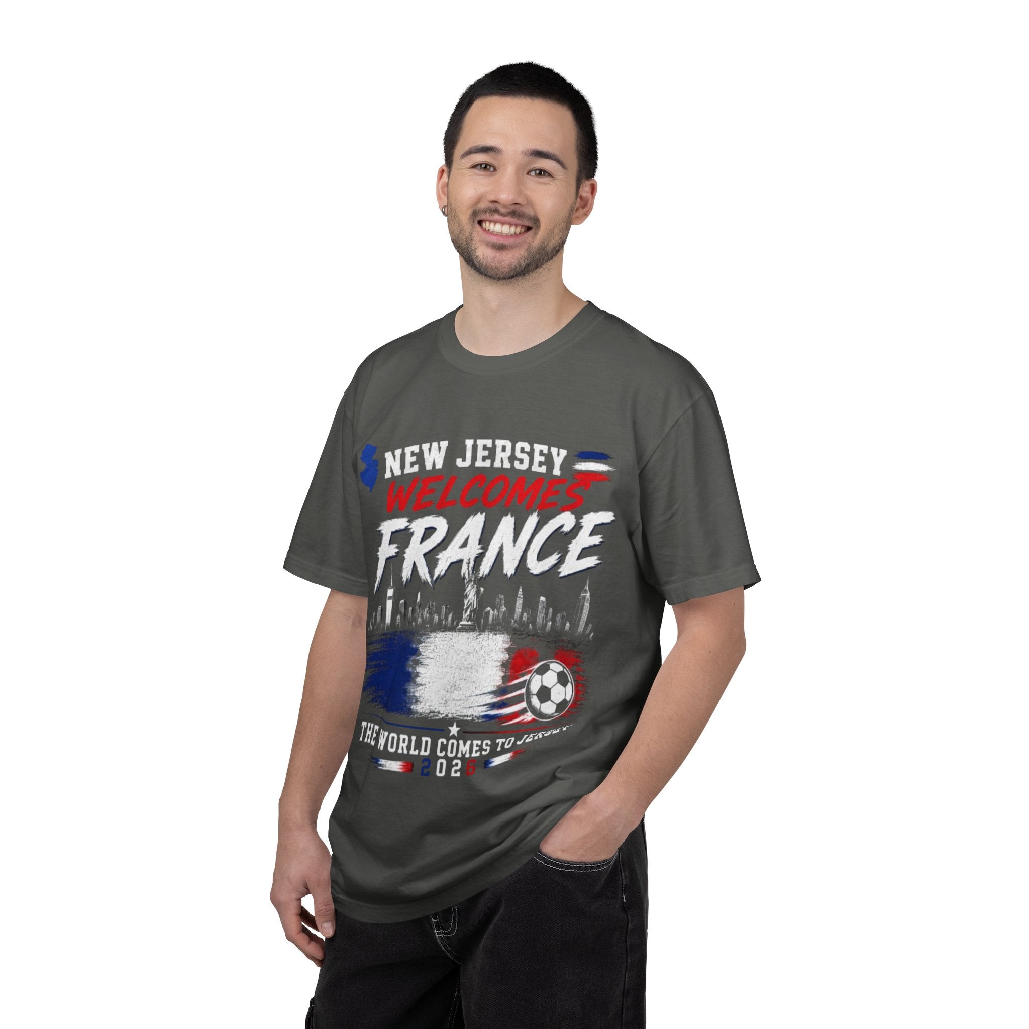 T-Shirt — "New Jersey Welcomes France" Soccer Fan Tee (The World Comes to Jersey 2024)