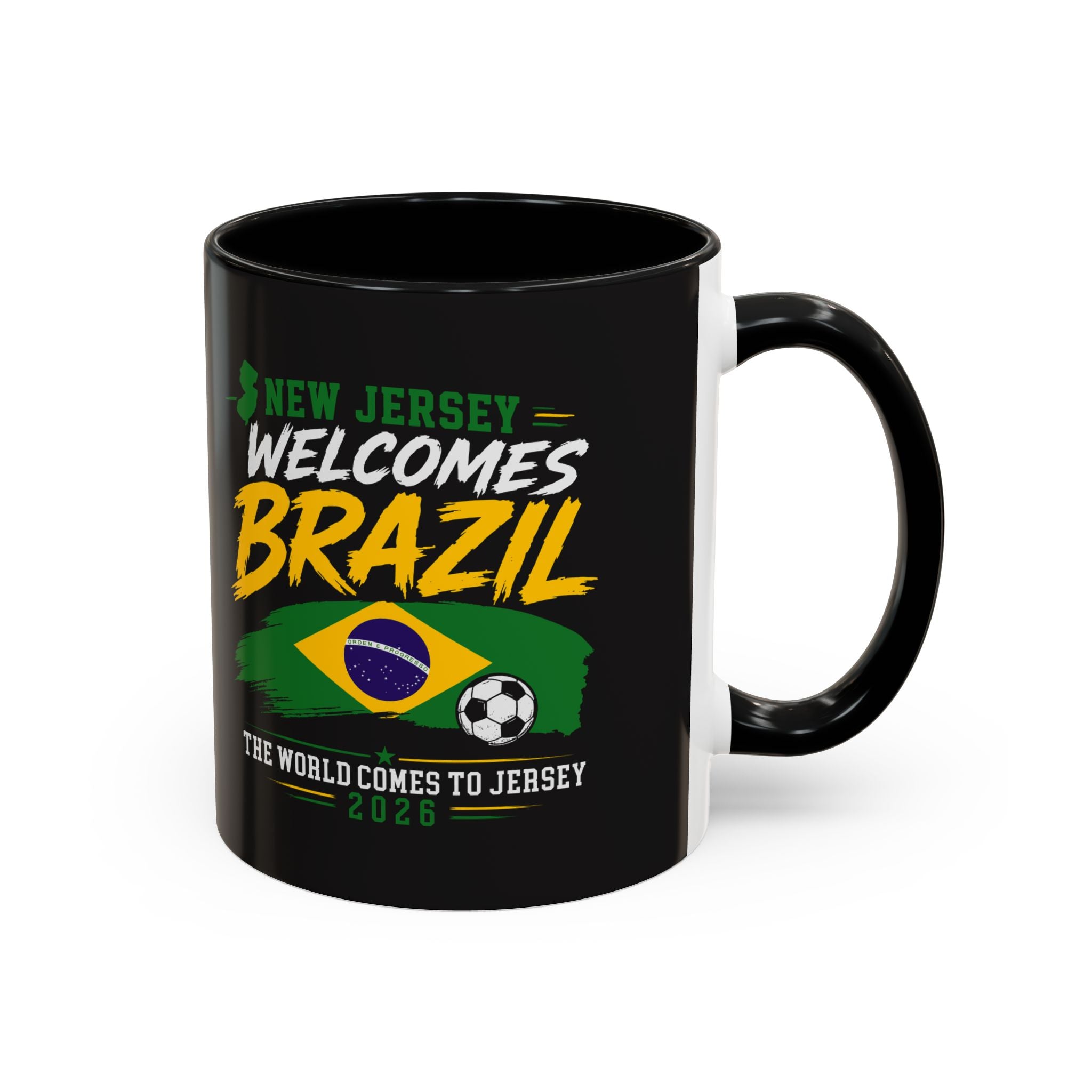 Brazil Soccer Fan Coffee Mug — New Jersey 2026 Accent Mug