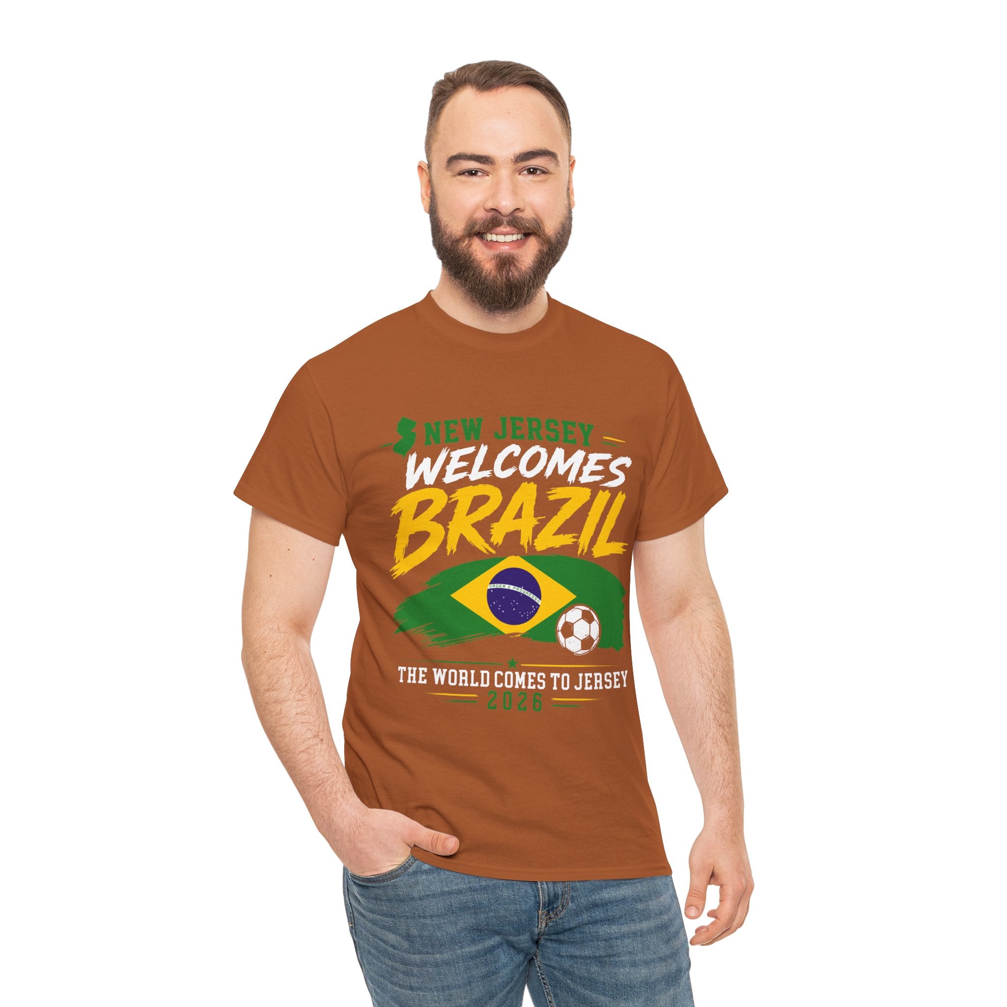 New Jersey Welcomes Brazil T-Shirt | Brazil Flag Soccer Tee