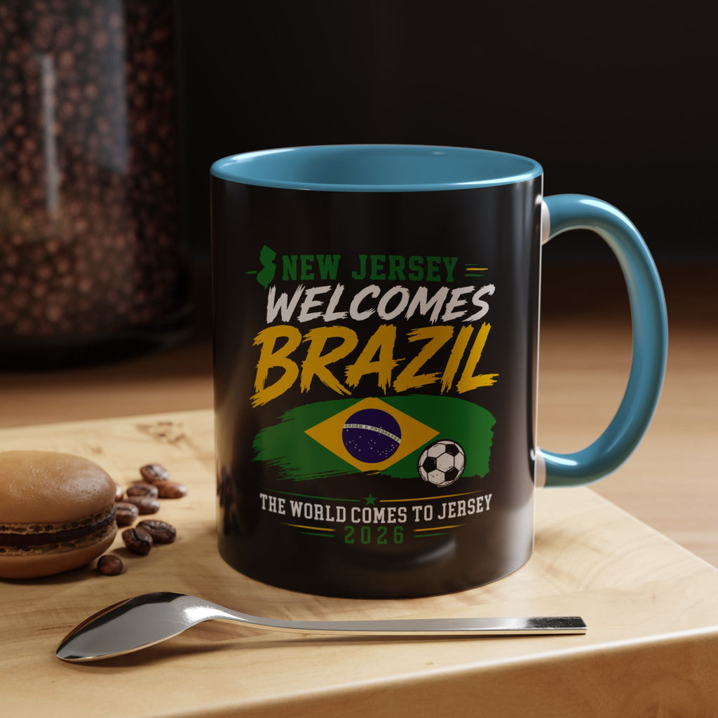 Brazil Soccer Fan Coffee Mug — New Jersey 2026 Accent Mug
