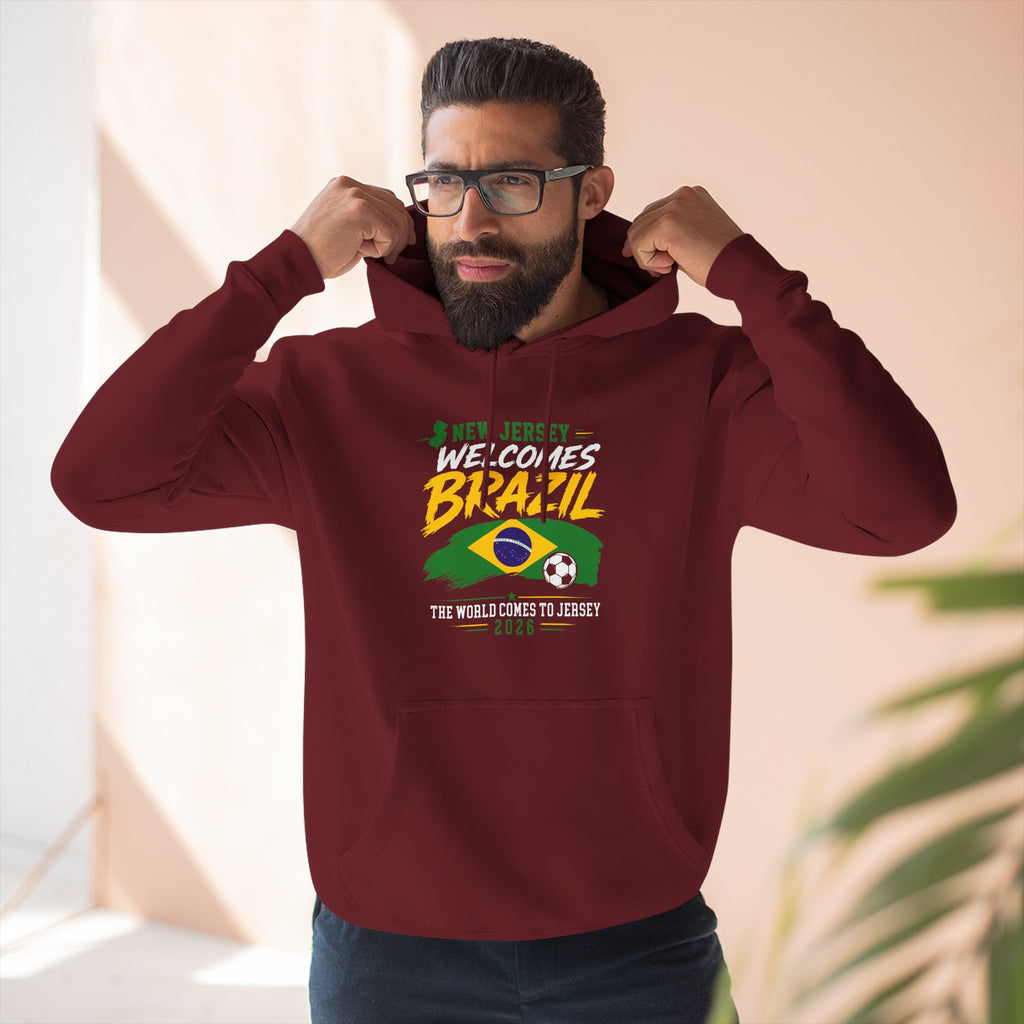 Brazil Soccer Hoodie - Welcome to Brazil Graphic Pullover (The World Comes to Jersey)