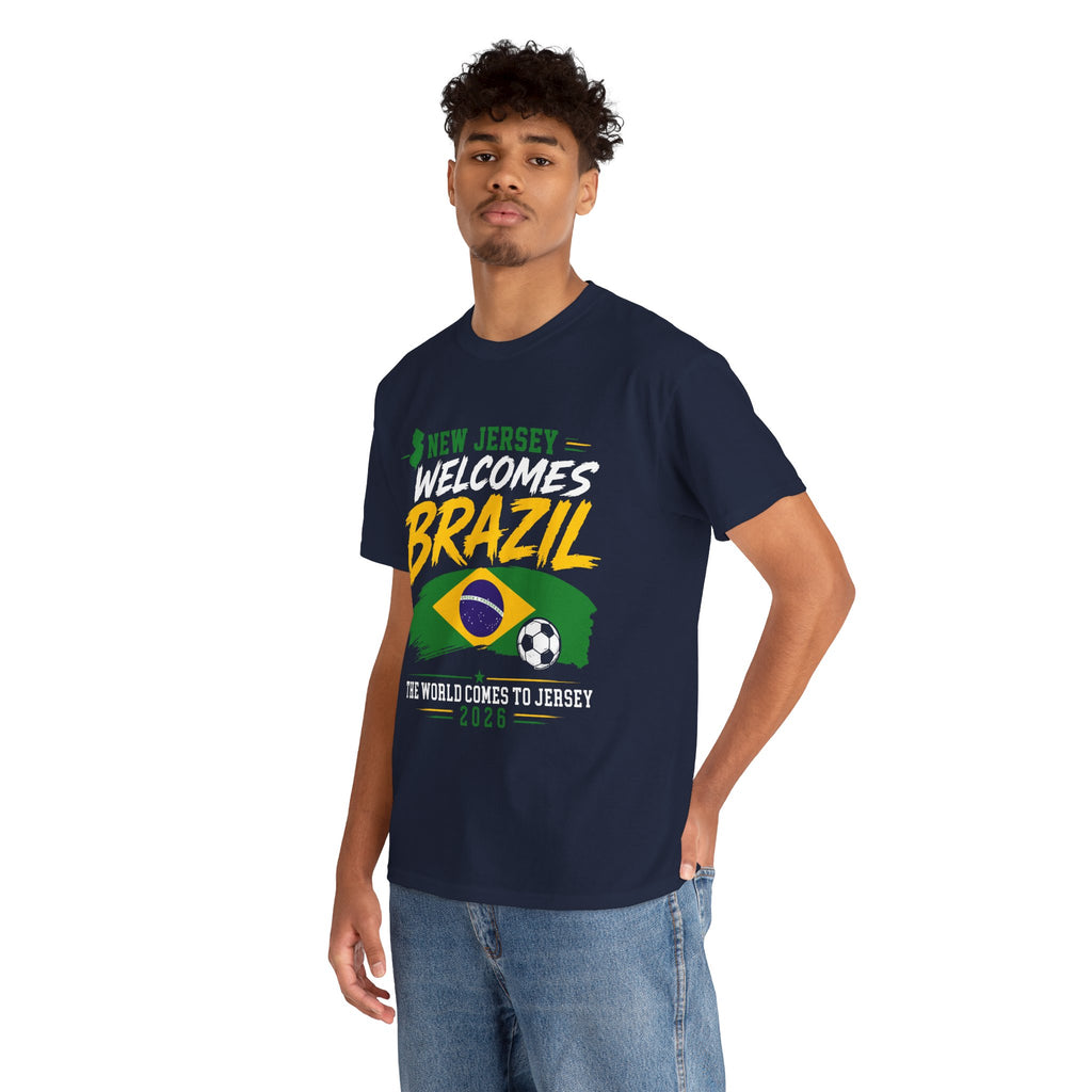 New Jersey Welcomes Brazil T-Shirt | Brazil Flag Soccer Tee
