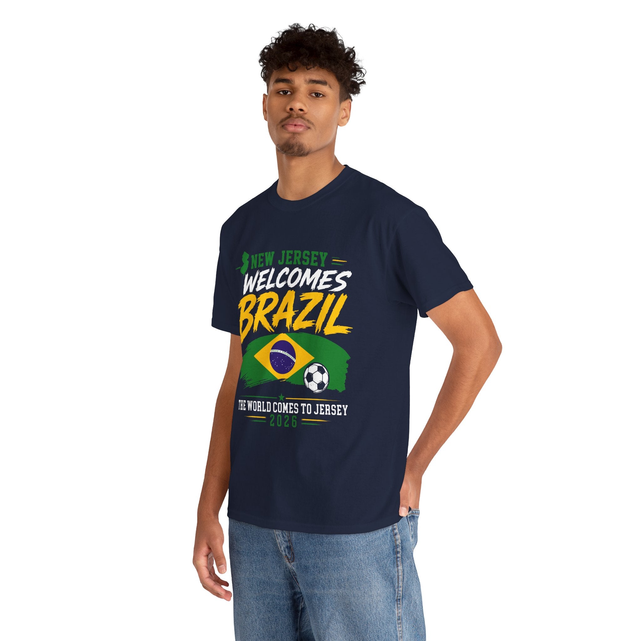 New Jersey Welcomes Brazil T-Shirt | Brazil Flag Soccer Tee