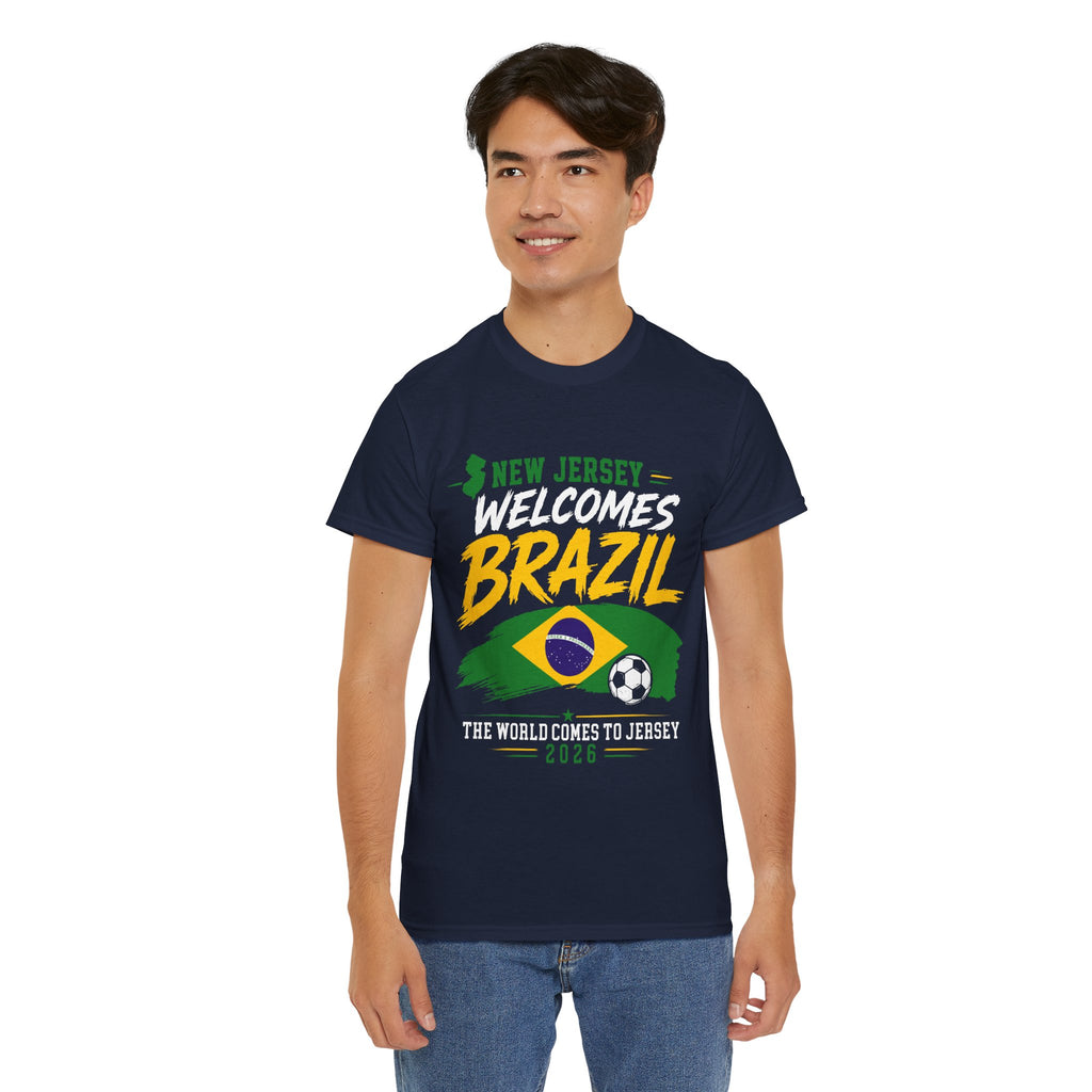 New Jersey Welcomes Brazil T-Shirt | Brazil Flag Soccer Tee