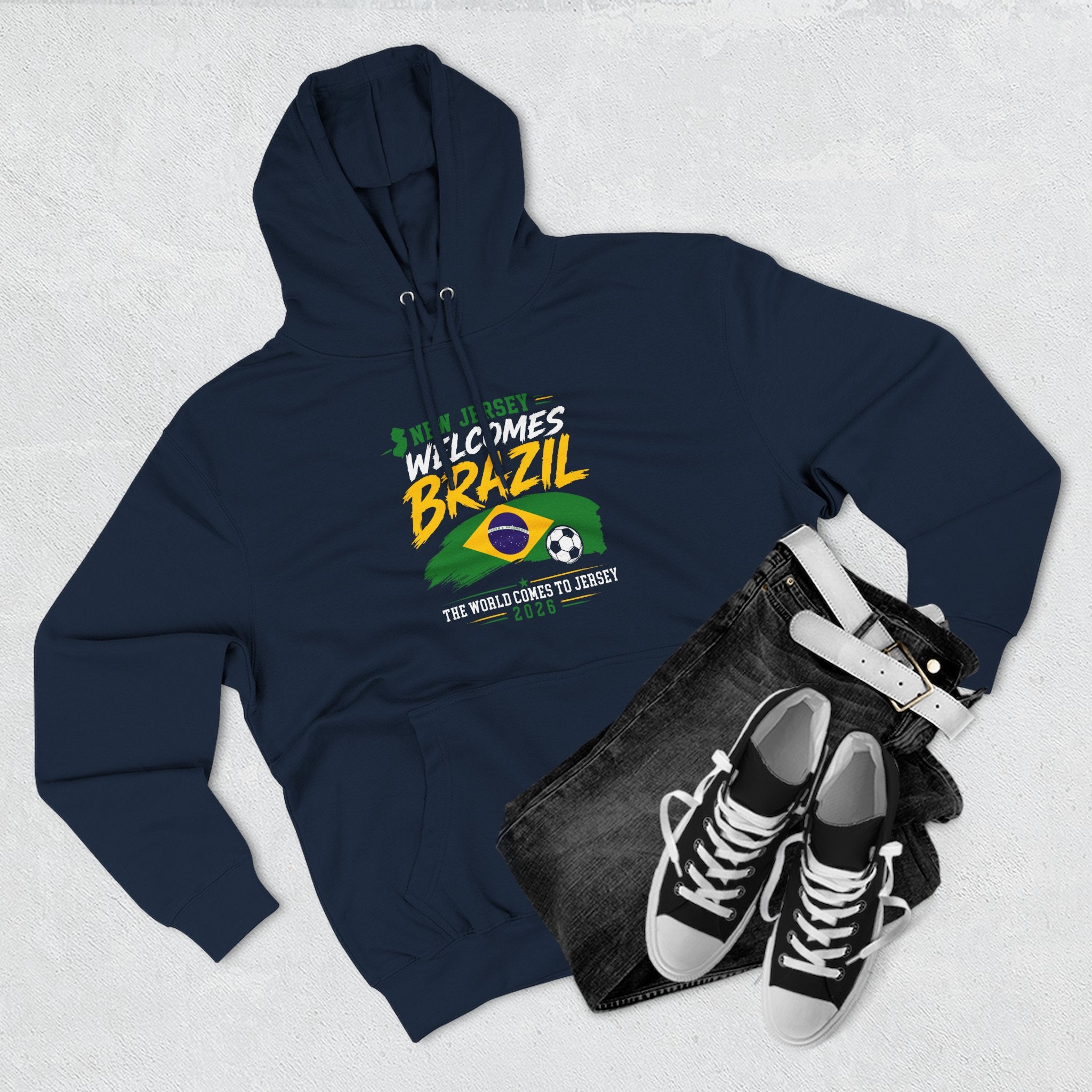 Brazil Soccer Hoodie - Welcome to Brazil Graphic Pullover (The World Comes to Jersey)