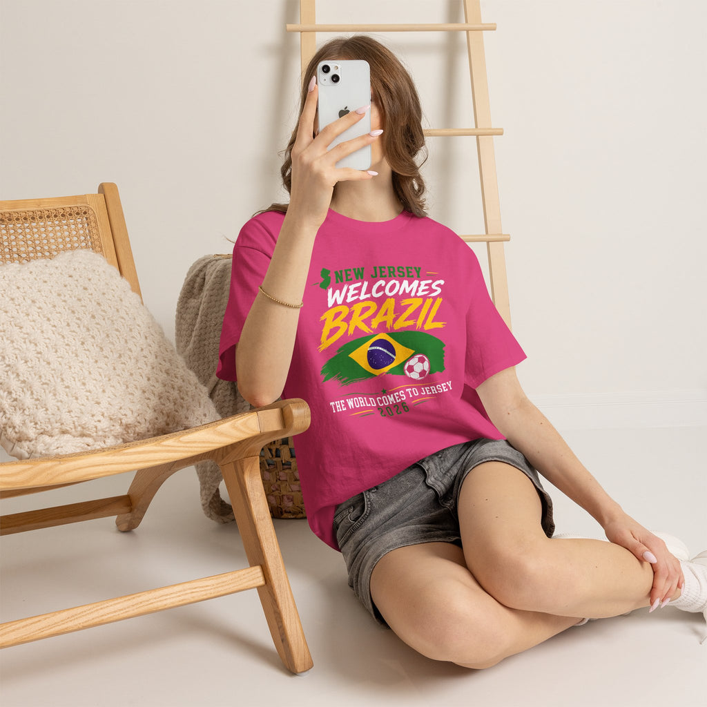 New Jersey Welcomes Brazil T-Shirt | Brazil Flag Soccer Tee