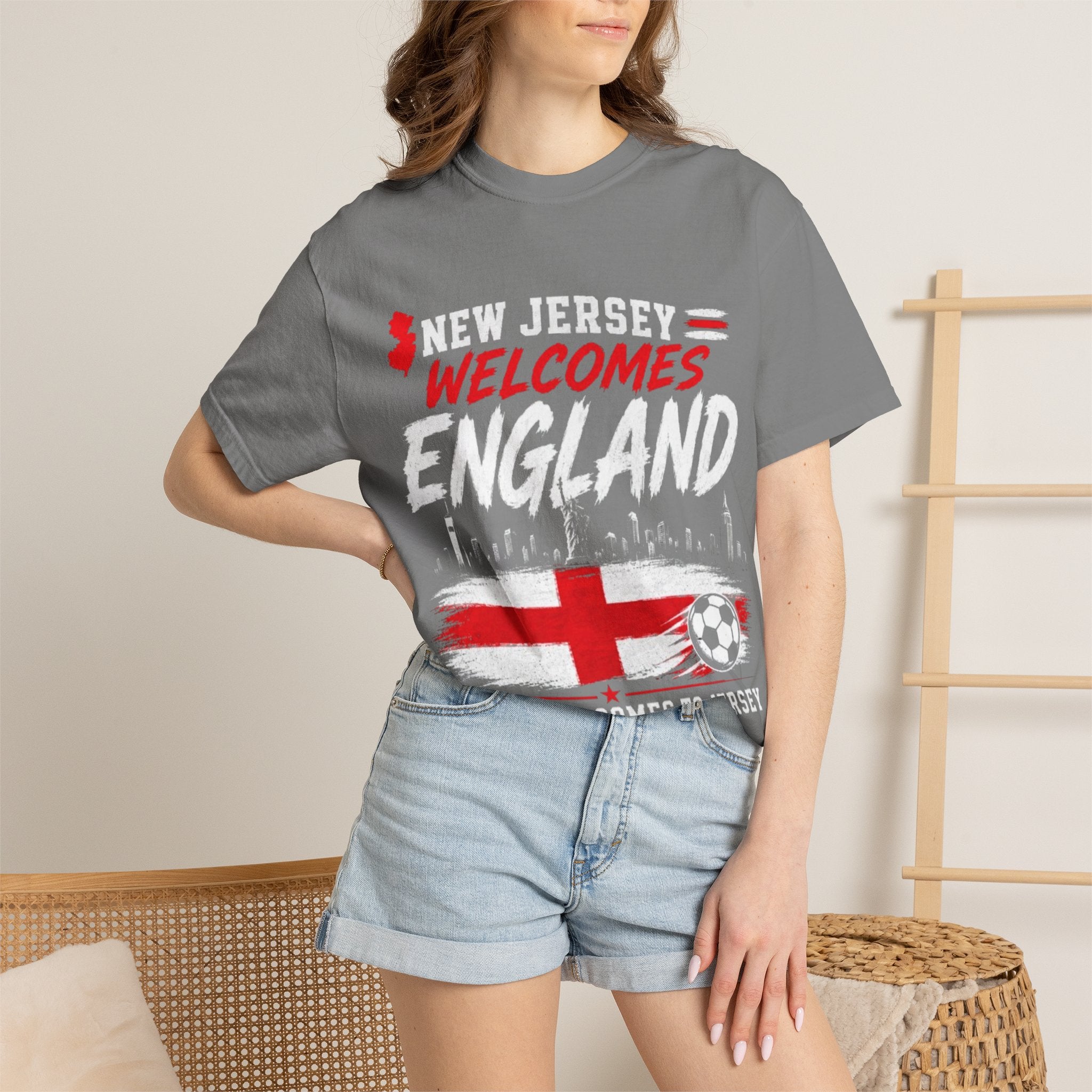 New Jersey Welcomes England T-shirt | St George Flag Soccer Jersey