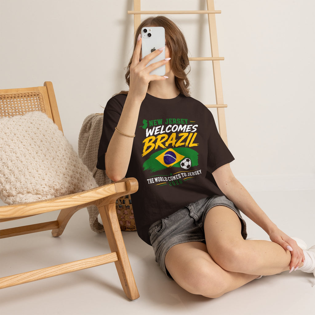 New Jersey Welcomes Brazil T-Shirt | Brazil Flag Soccer Tee