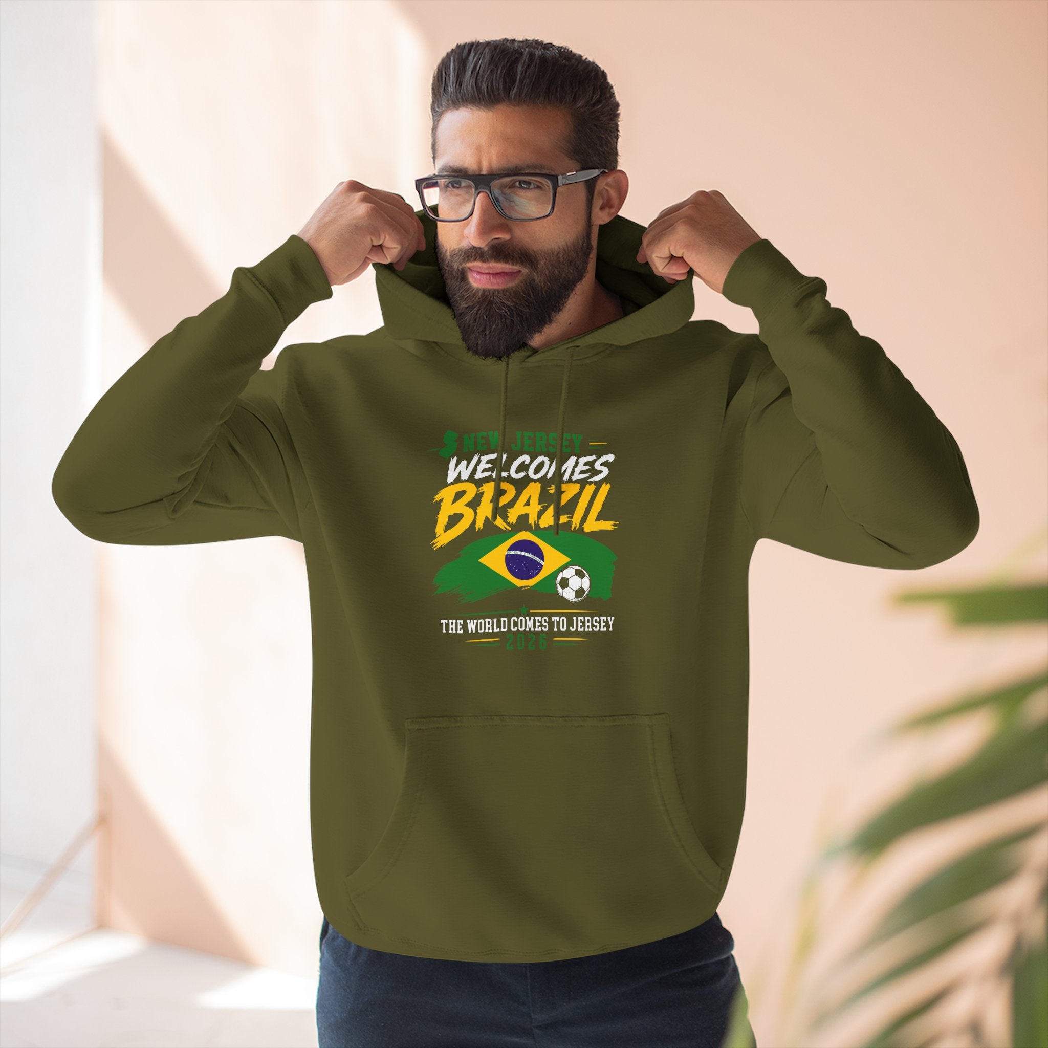 Brazil Soccer Hoodie - Welcome to Brazil Graphic Pullover (The World Comes to Jersey)