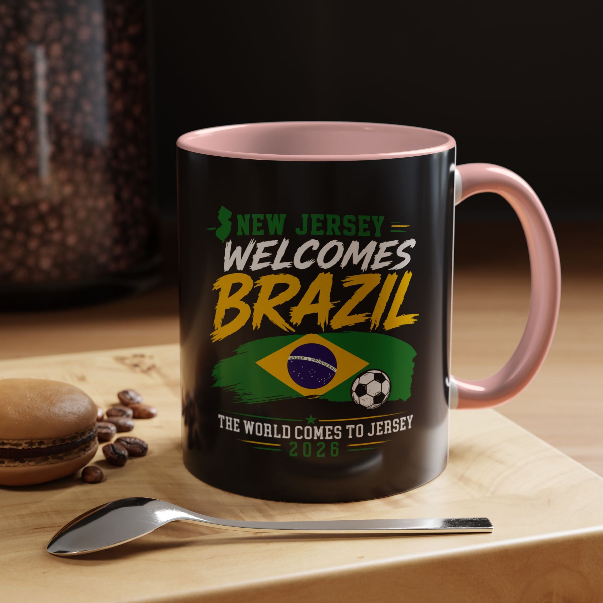 Brazil Soccer Fan Coffee Mug — New Jersey 2026 Accent Mug