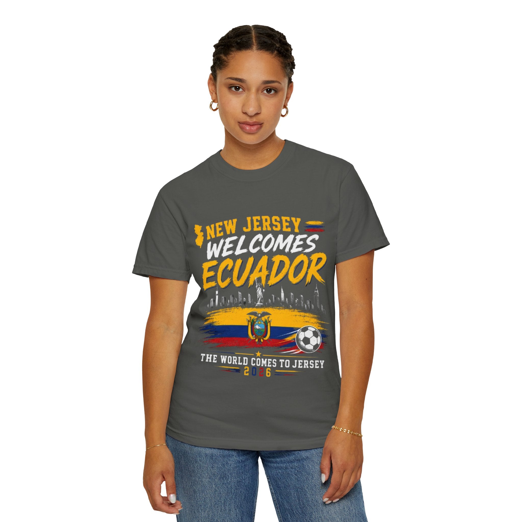 New Jersey Welcomes Ecuador T-shirt | Ecuador Flag Soccer 2026